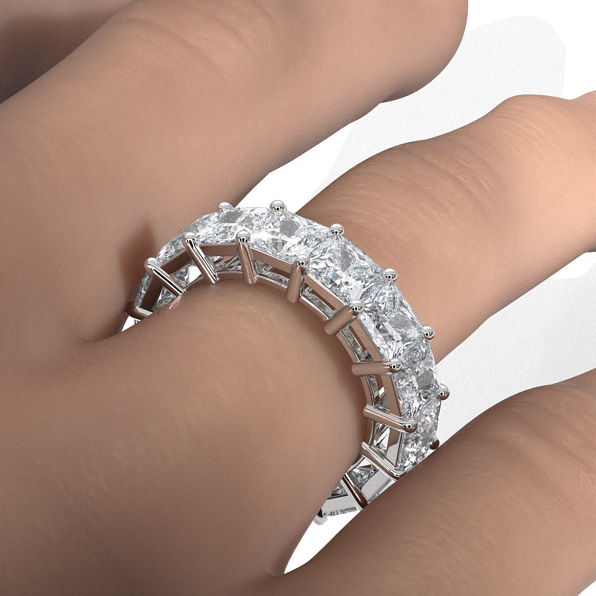 Shared Prong Women's Princess Lab Diamond Eternity Wedding Band 5 mm 11.25ctw.