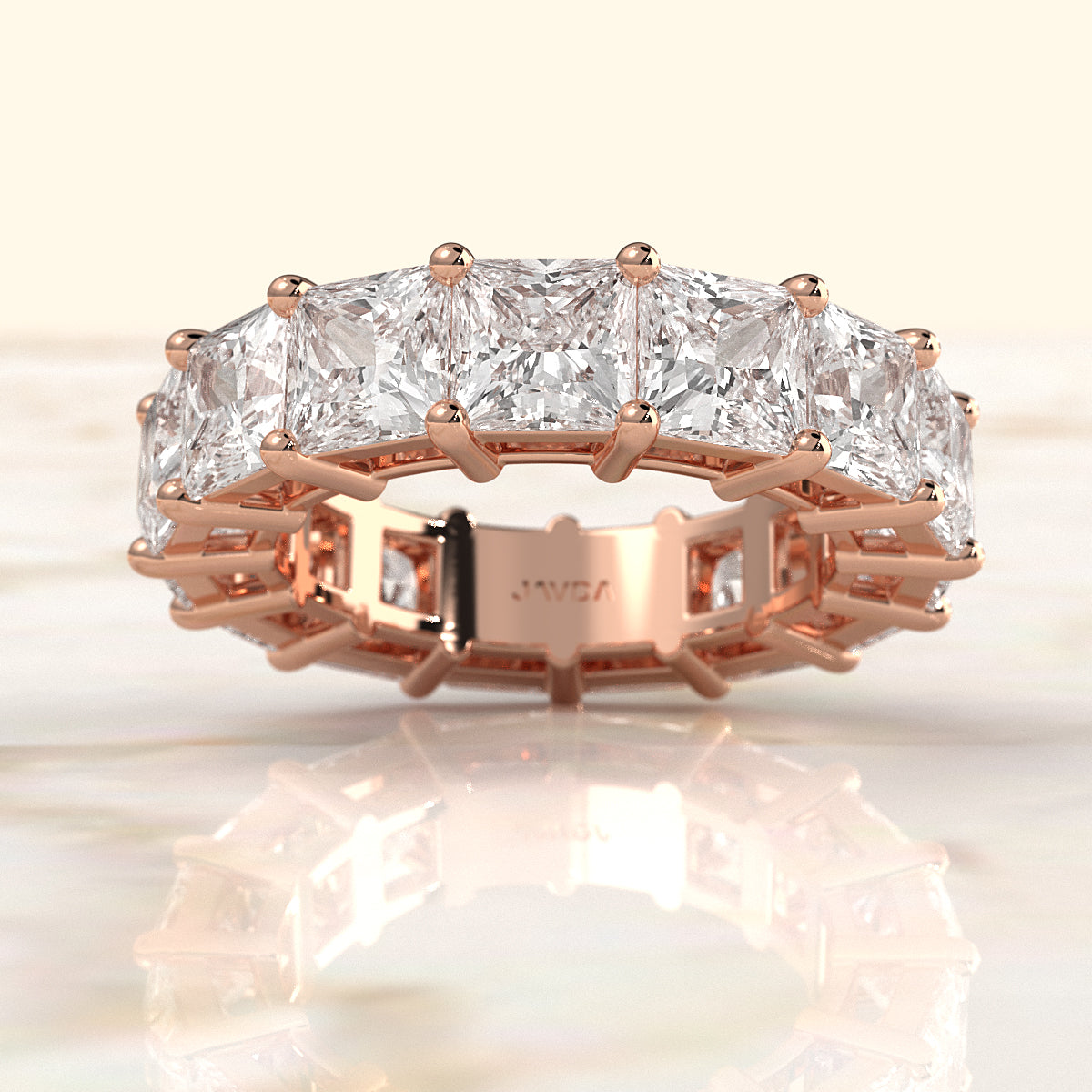 Shared Prong Women's Princess Lab Diamond Eternity Wedding Band 5 mm 11.25ctw.