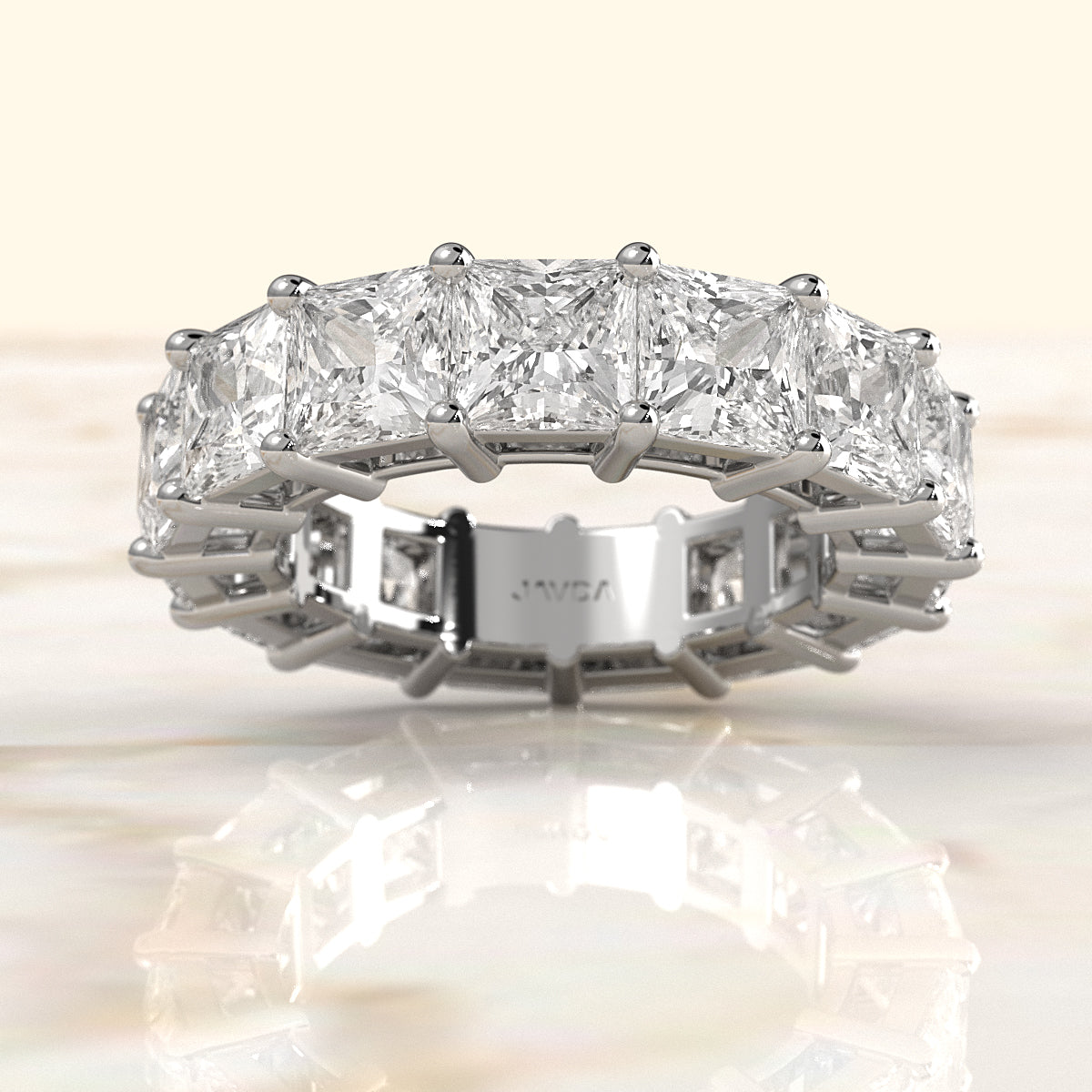Shared Prong Women's Princess Lab Diamond Eternity Wedding Band 5 mm 11.25ctw.