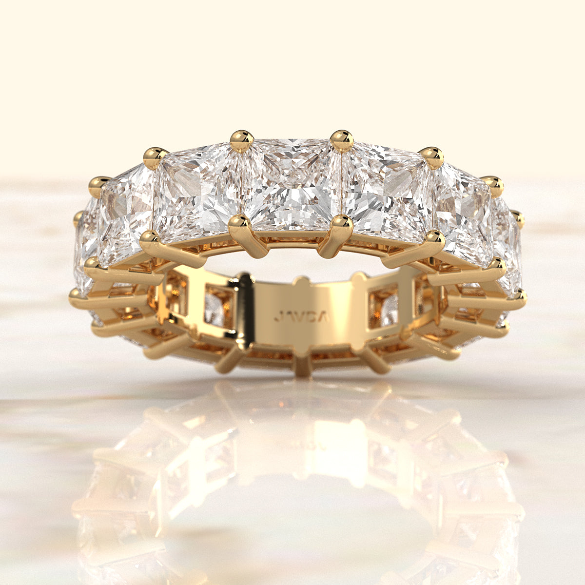 Shared Prong Women's Princess Lab Diamond Eternity Wedding Band 5 mm 11.25ctw.