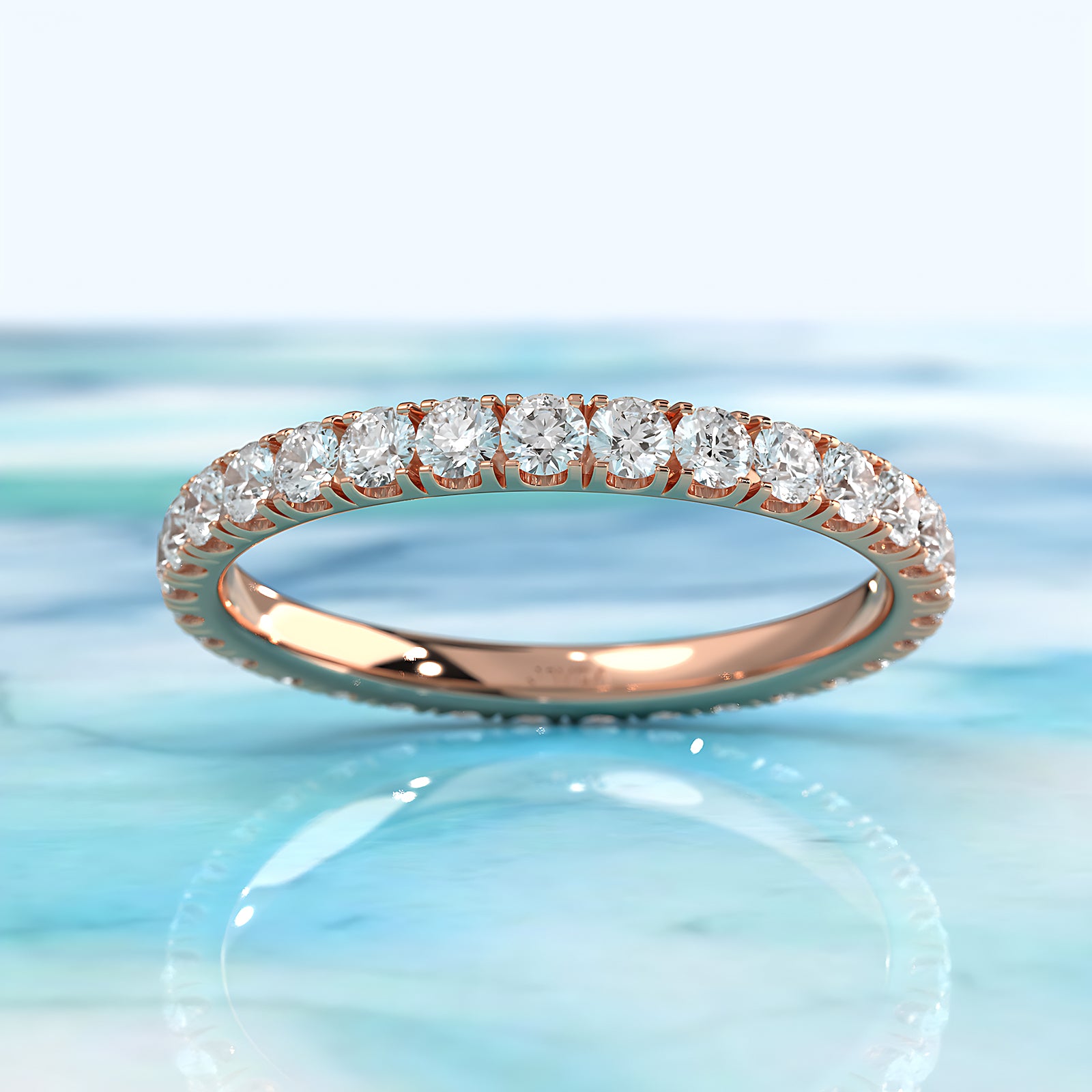 U Cut Prong Basket Set Round Lab Diamond Women's Wedding Band 2 mm 1ctw.