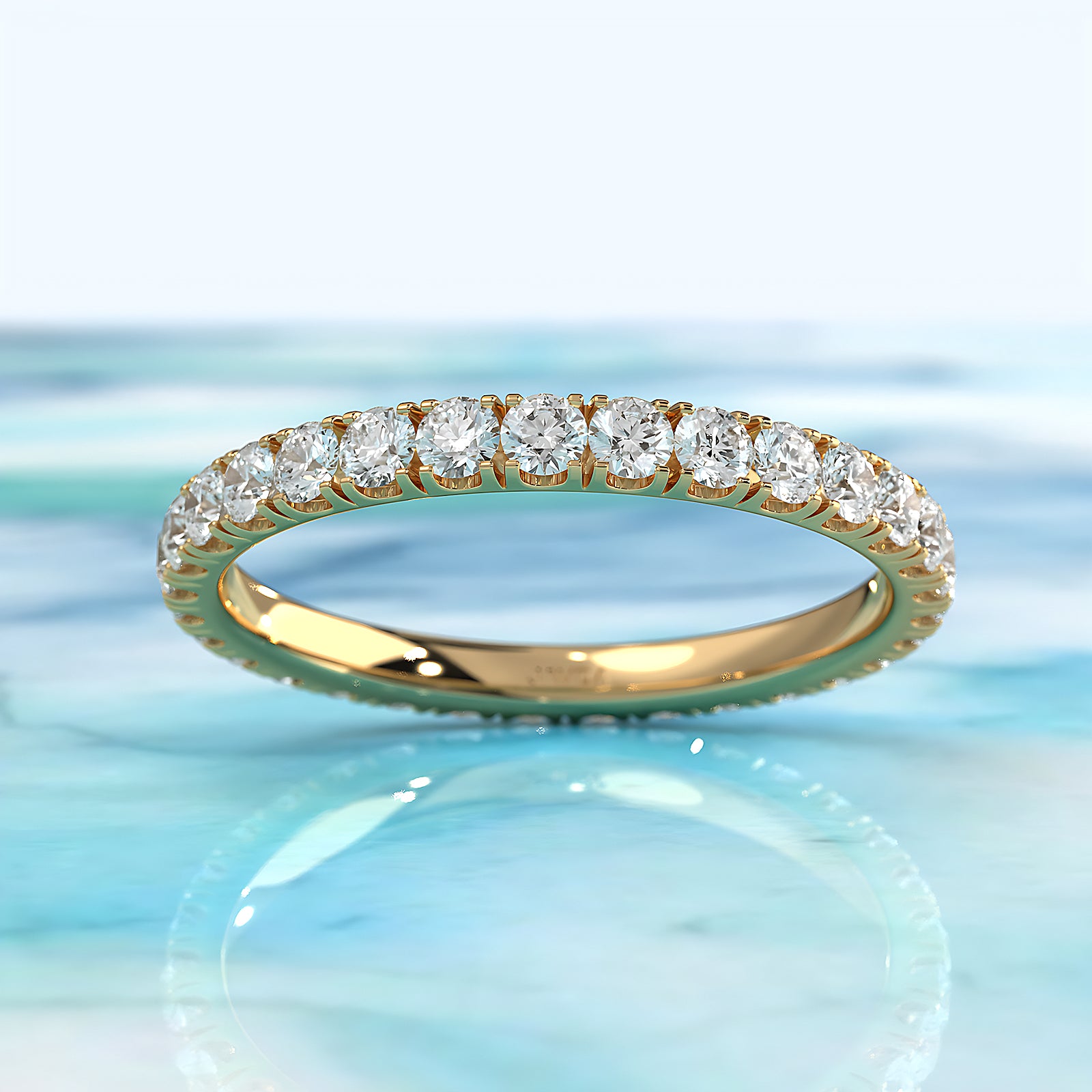 U Cut Prong Basket Set Round Lab Diamond Women's Wedding Band 2 mm 1ctw.