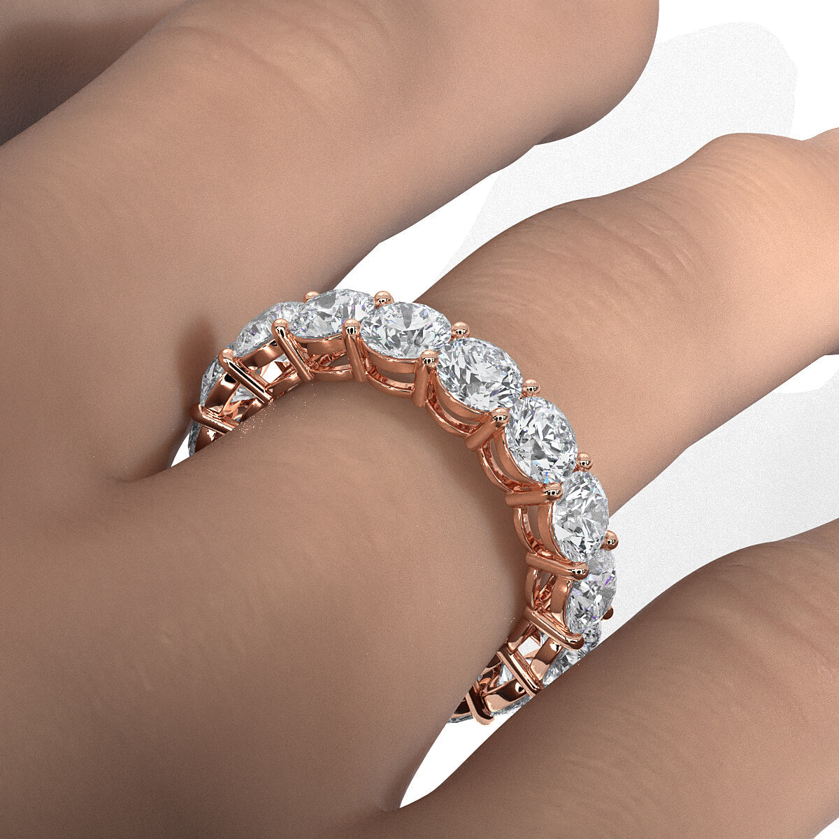 Round Lab Diamond U Cut Prong Set Women's Wedding Band 4.5 mm 4.90ctw.