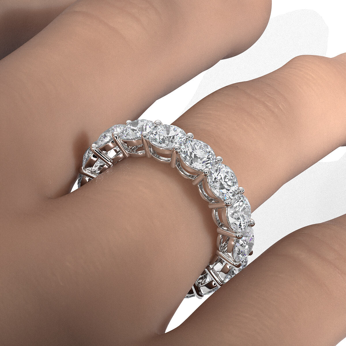 Round Lab Diamond U Cut Prong Set Women's Wedding Band 4.5 mm 4.90ctw.