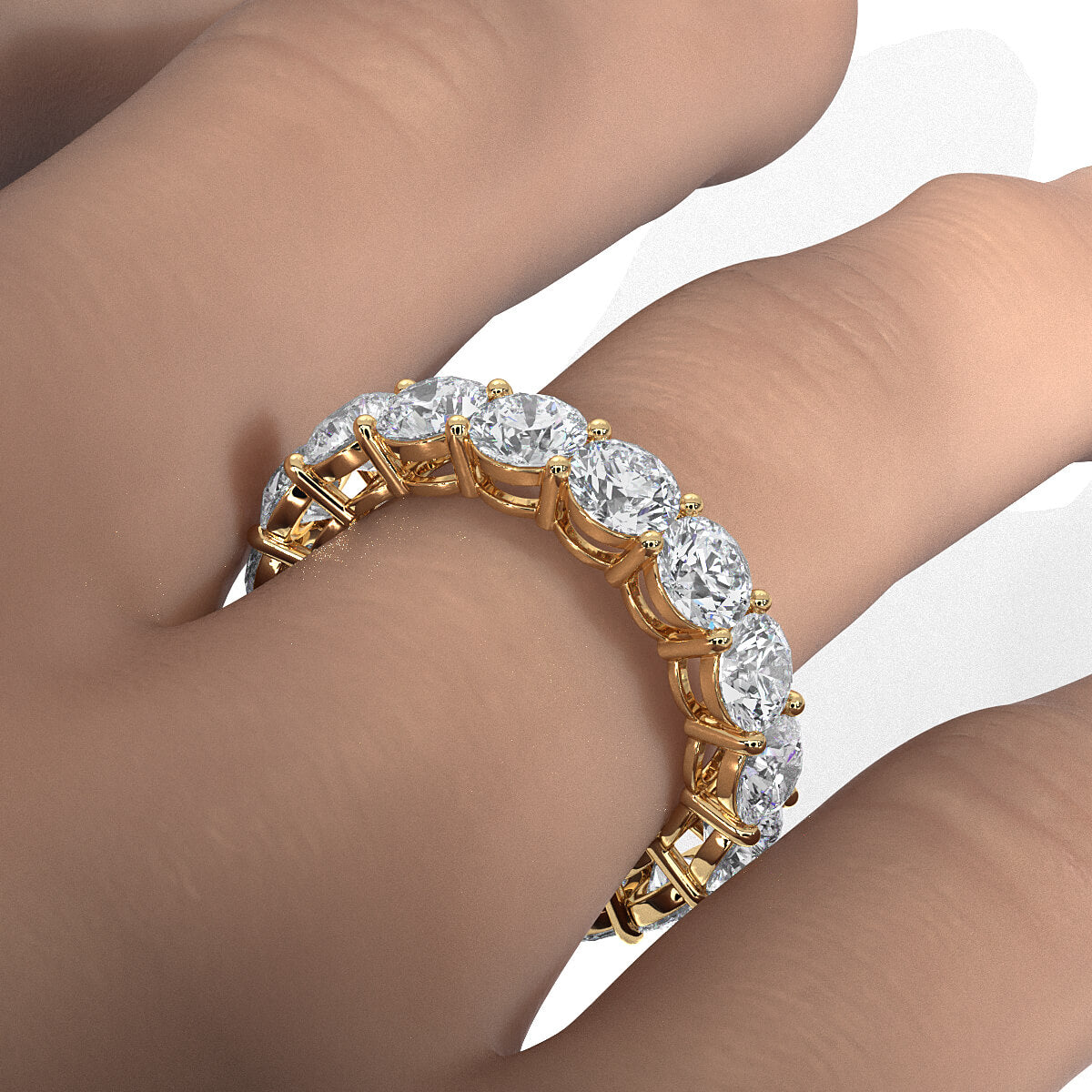 Round Lab Diamond U Cut Prong Set Women's Wedding Band 4.5 mm 4.90ctw.