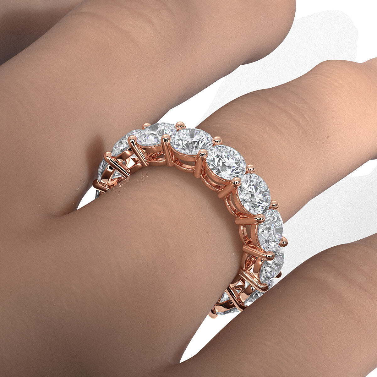 Round Lab Diamond Prong Set Women's Eternity Wedding Band 5 mm 6.25ctw.