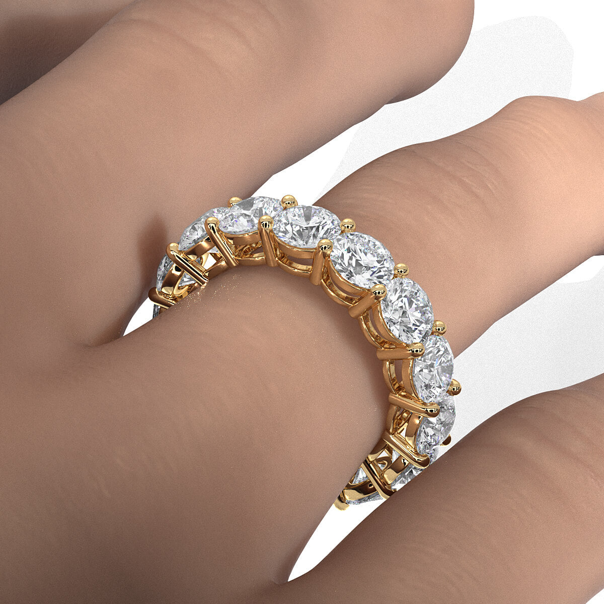 Round Lab Diamond Prong Set Women's Eternity Wedding Band 5 mm 6.25ctw.