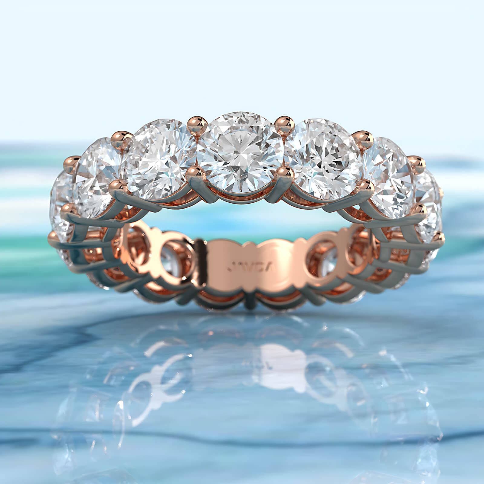 Round Lab Diamond Prong Set Women's Eternity Wedding Band 5 mm 6.25ctw.