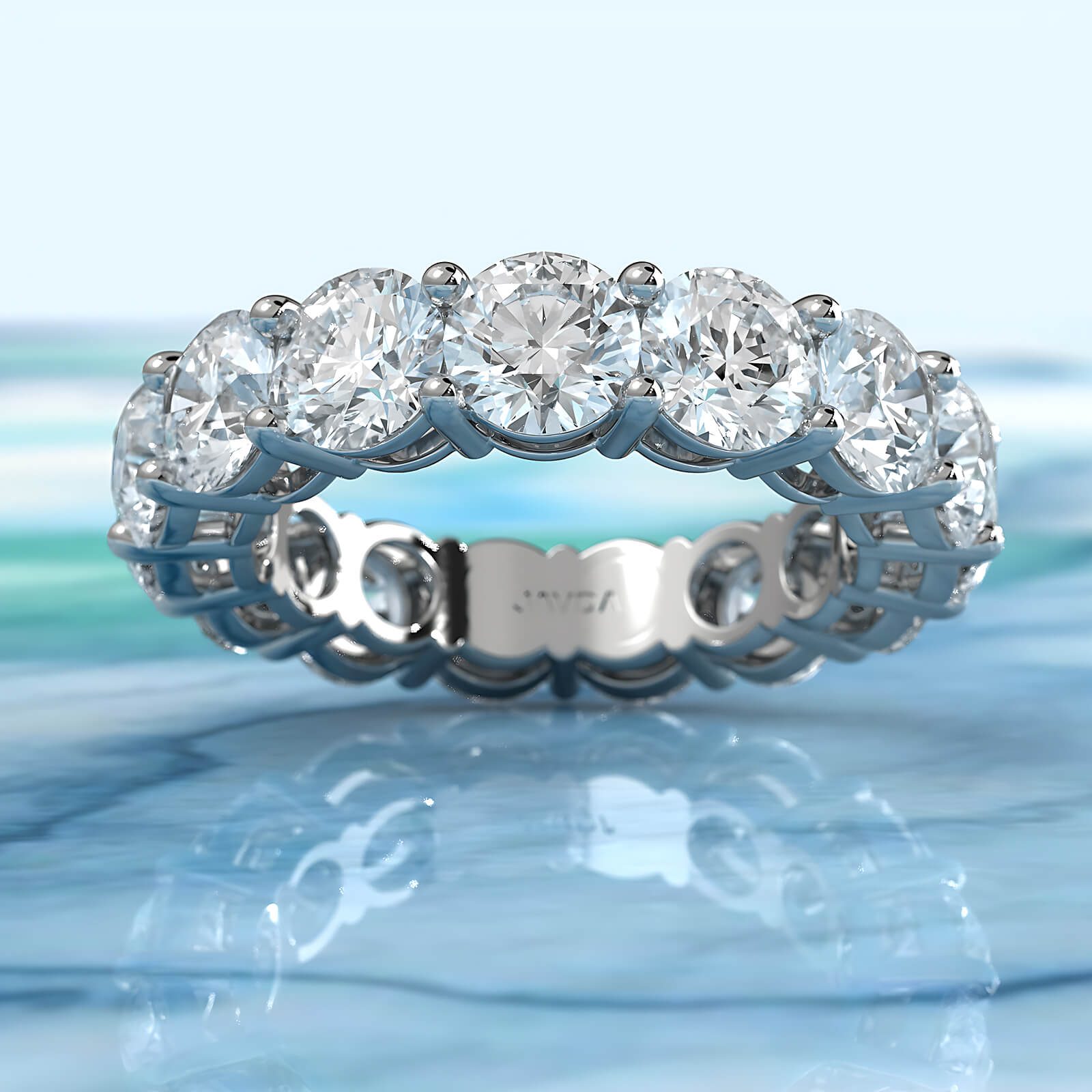 Round Lab Diamond Prong Set Women's Eternity Wedding Band 5 mm 6.25ctw.