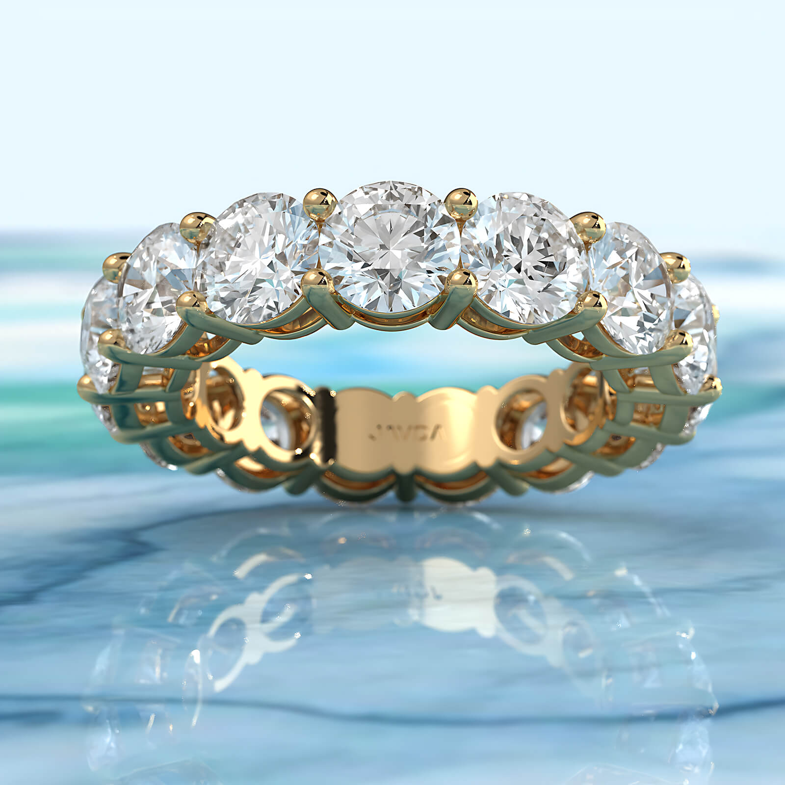 Round Lab Diamond Prong Set Women's Eternity Wedding Band 5 mm 6.25ctw.