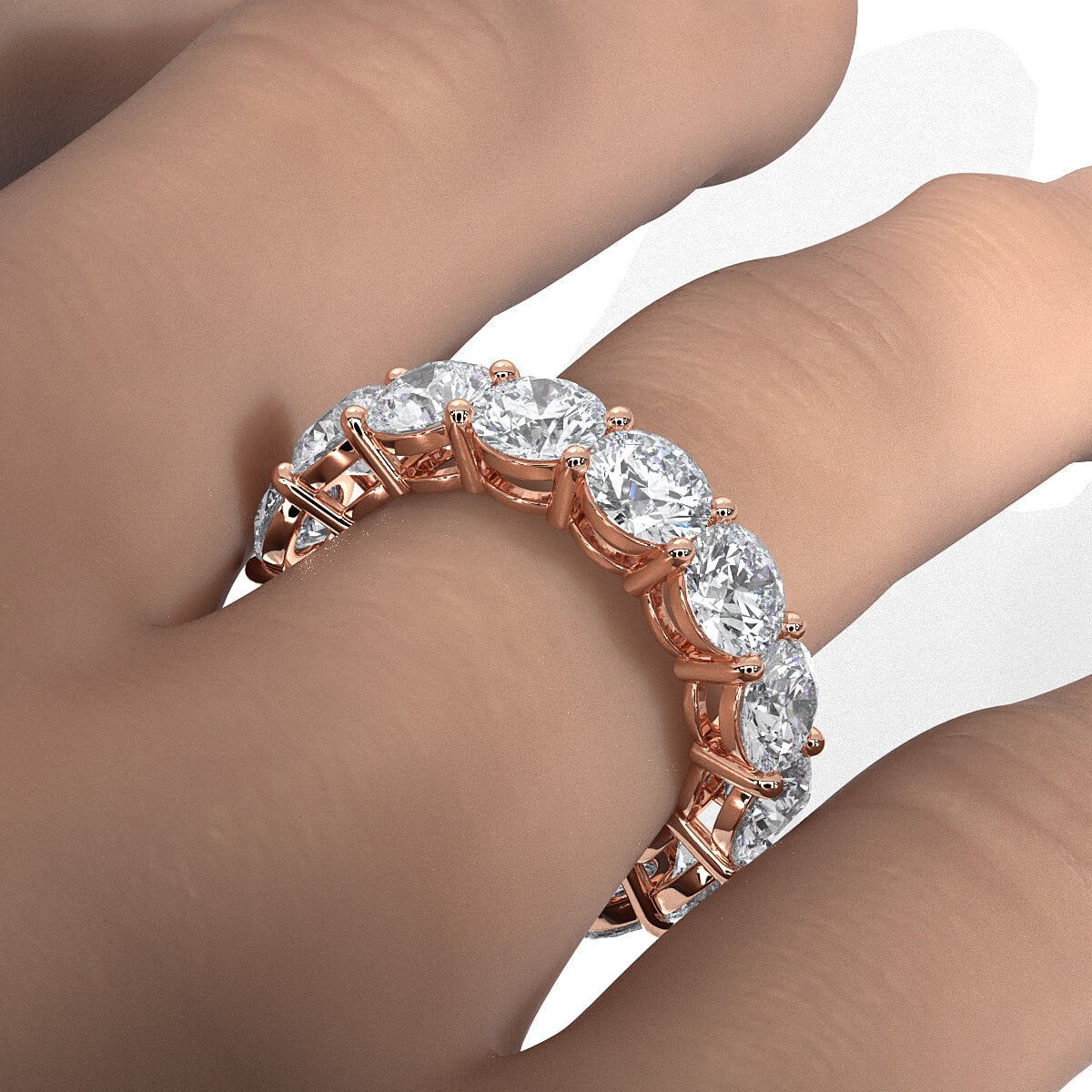 Women's Prong Set Round Lab Diamond Wedding Band 5.5 mm 7.10ctw.