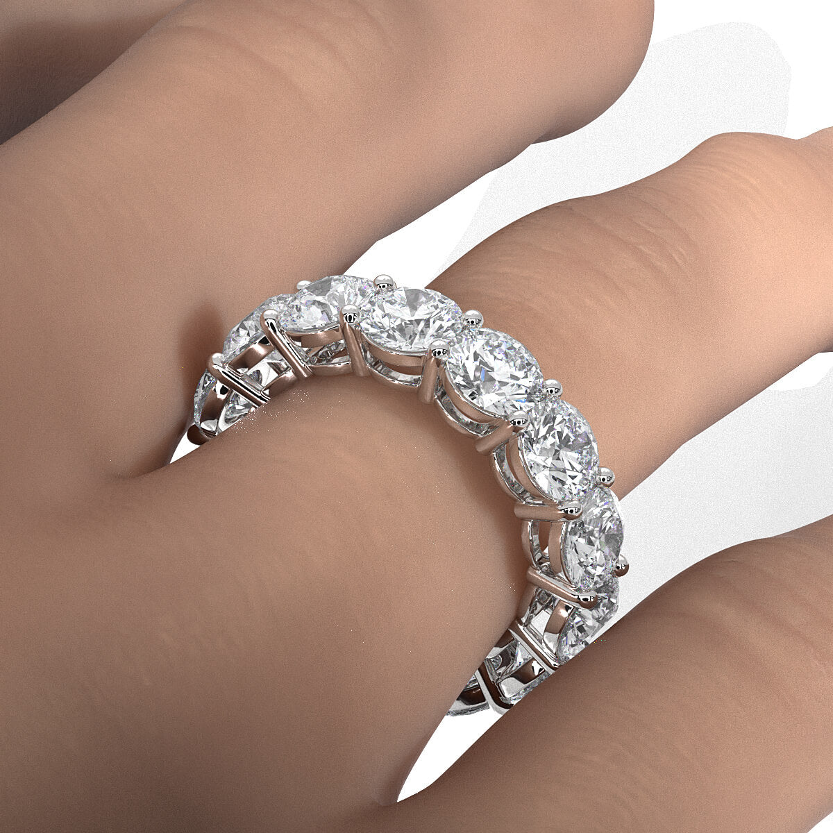 Women's Prong Set Round Lab Diamond Wedding Band 5.5 mm 7.10ctw.