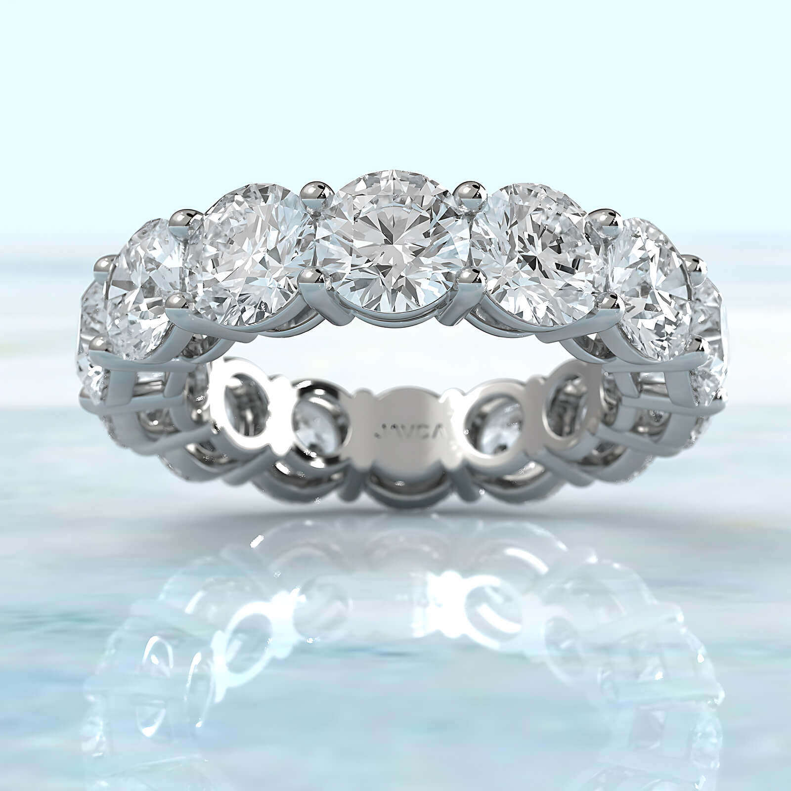 Women's Prong Set Round Lab Diamond Wedding Band 5.5 mm 7.10ctw.