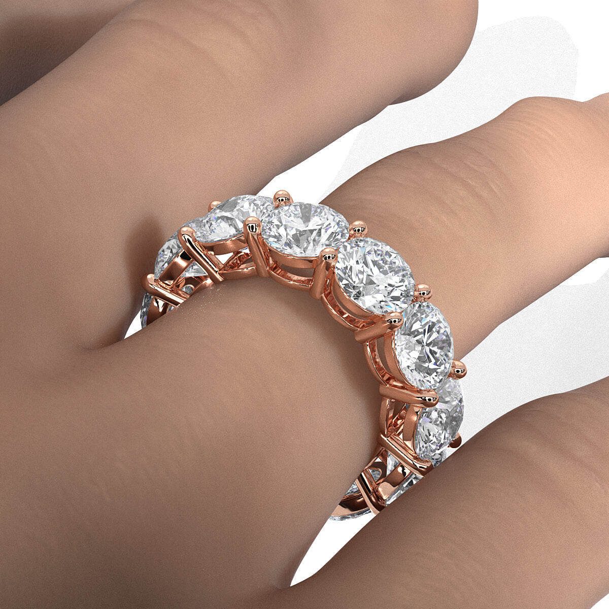 Round Lab Diamond Prong Set Women's Eternity Wedding Band 6.5 mm 11.35ctw.