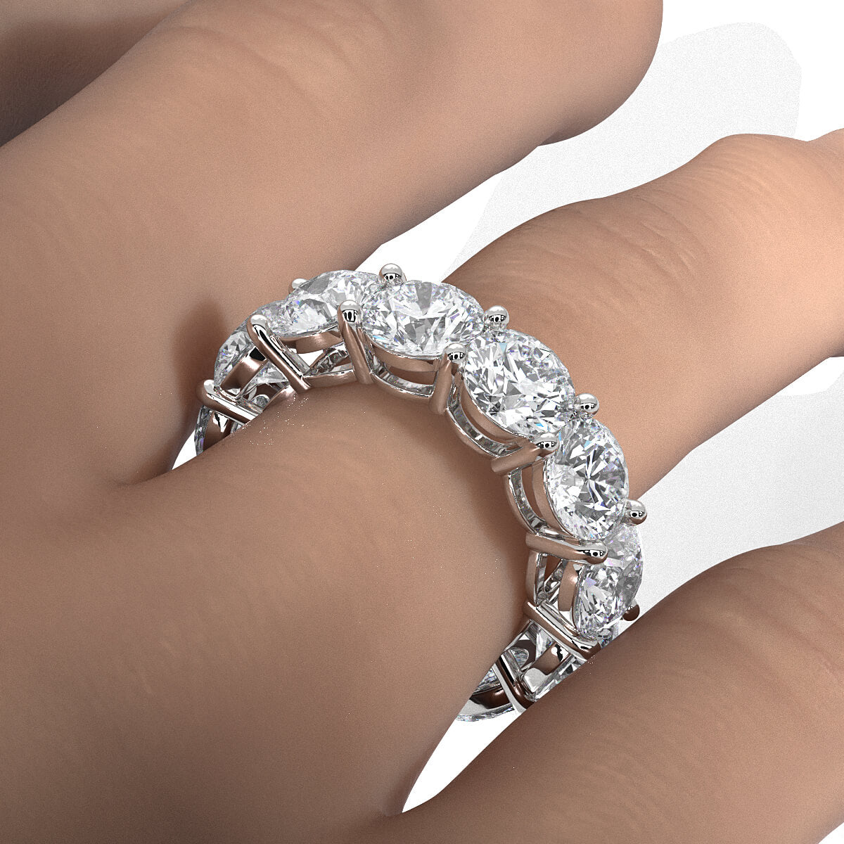 Round Lab Diamond Prong Set Women's Eternity Wedding Band 6.5 mm 11.35ctw.