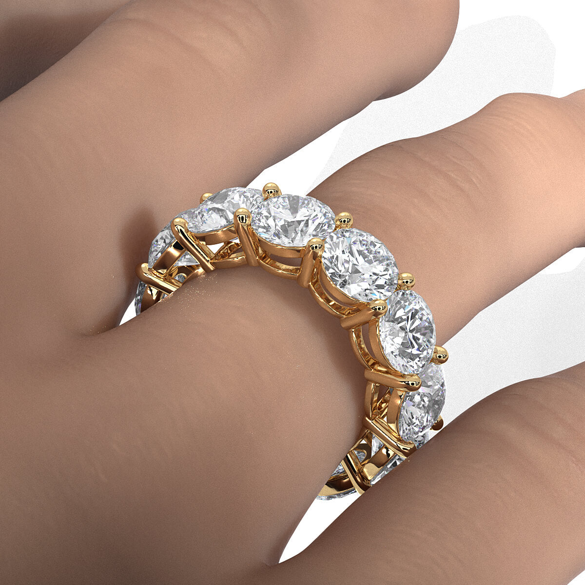 Round Lab Diamond Prong Set Women's Eternity Wedding Band 6.5 mm 11.35ctw.