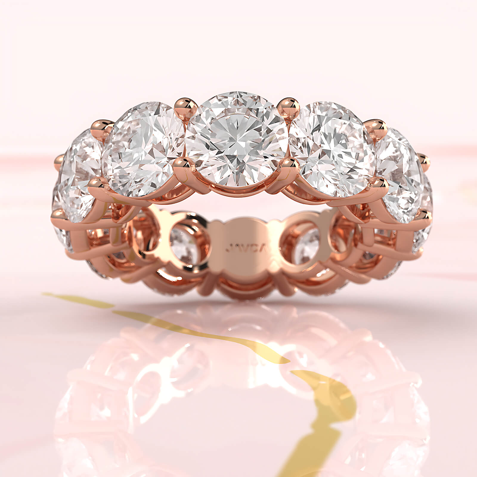 Round Lab Diamond Prong Set Women's Eternity Wedding Band 6.5 mm 11.35ctw.