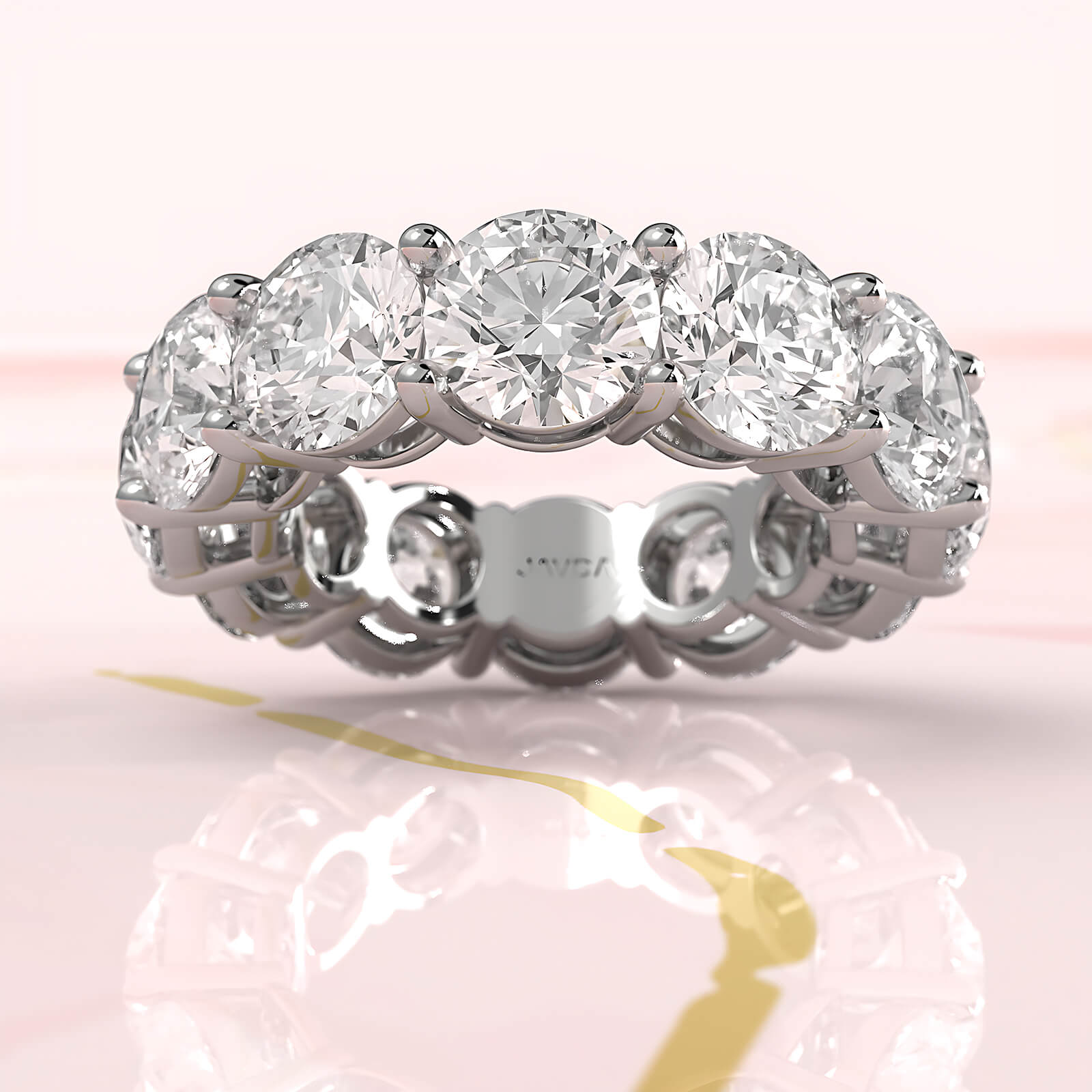 Round Lab Diamond Prong Set Women's Eternity Wedding Band 6.5 mm 11.35ctw.