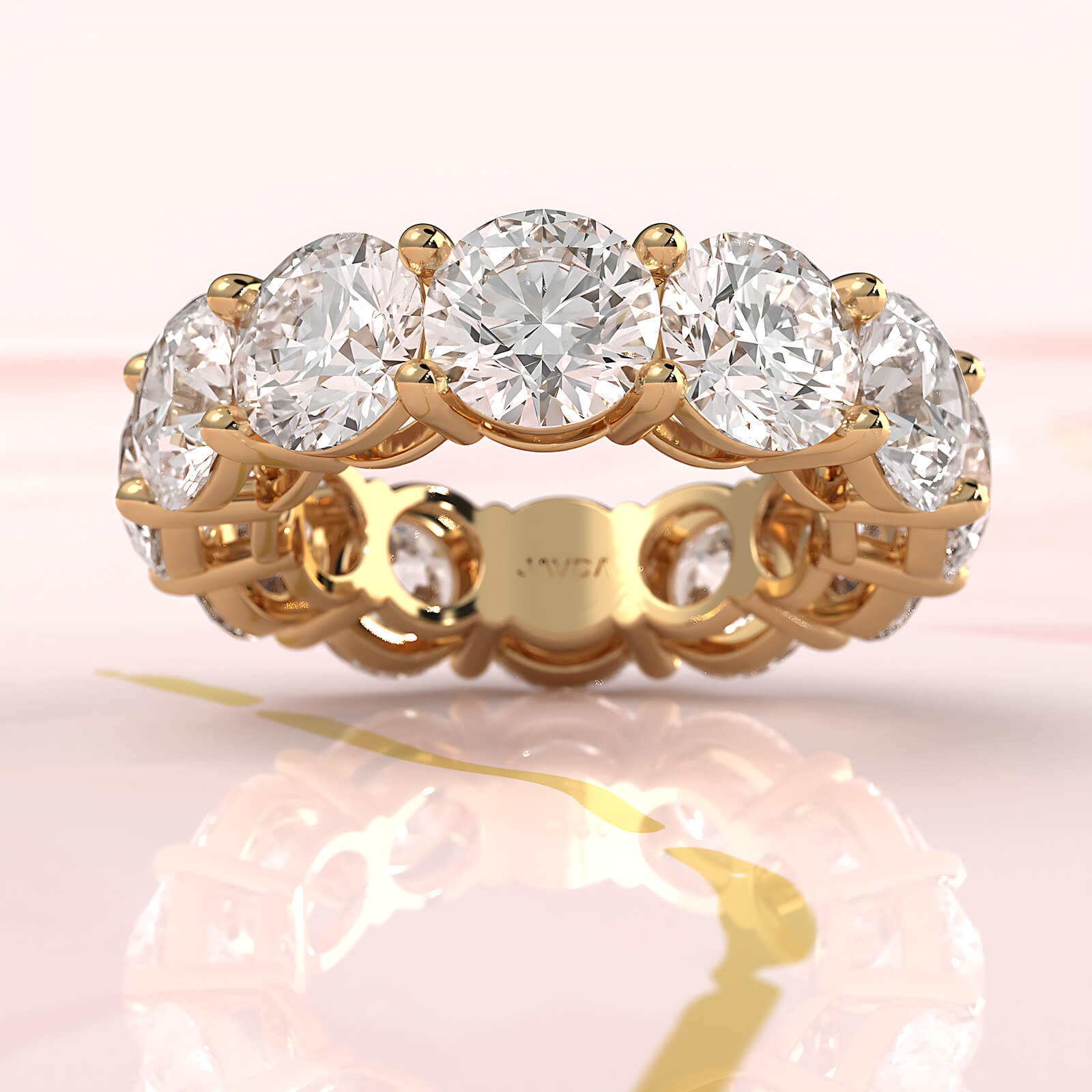 Round Lab Diamond Prong Set Women's Eternity Wedding Band 6.5 mm 11.35ctw.