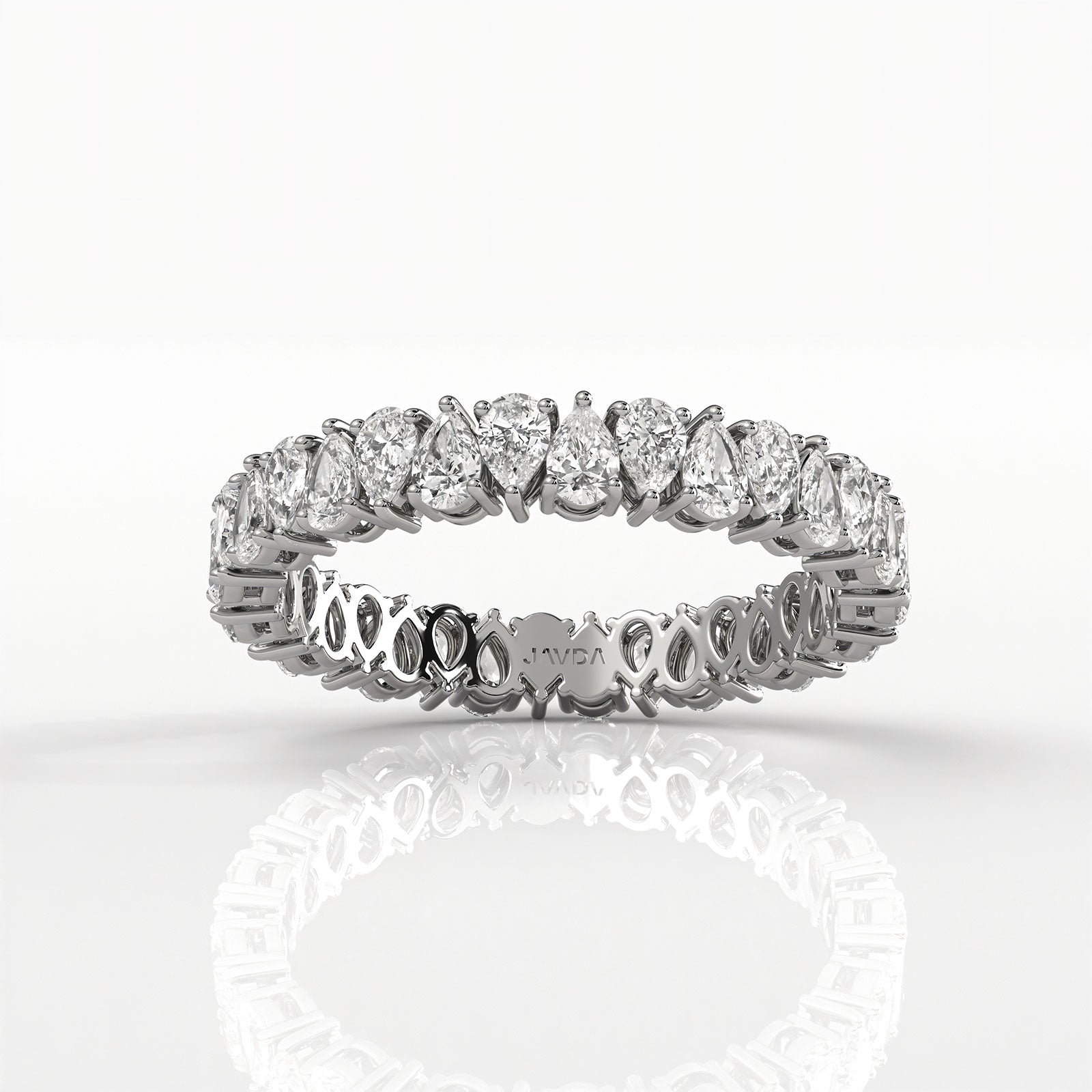 Shared Prong Women's Wedding Band Pear Lab Diamond 3 mm 1.35ctw.