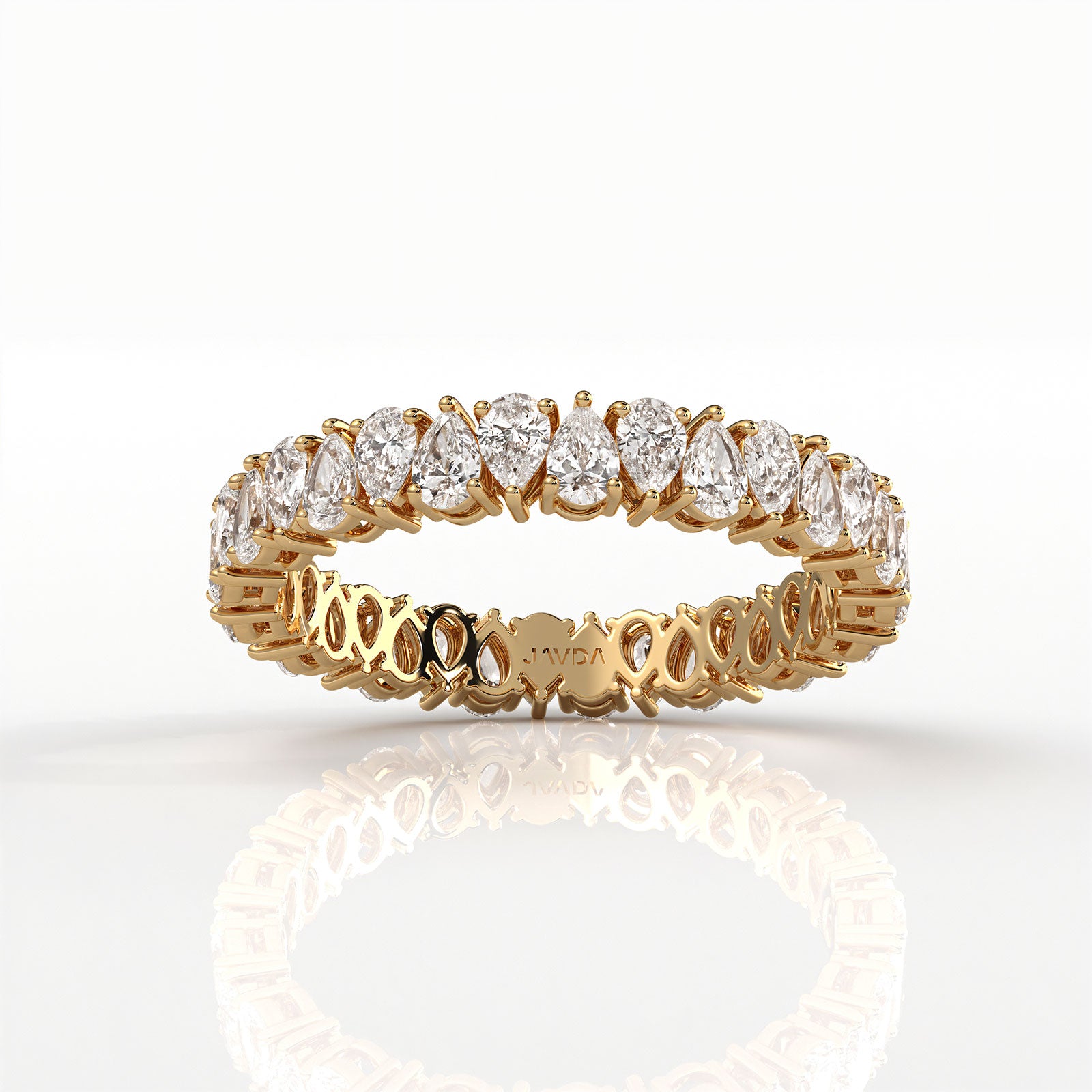 Shared Prong Women's Wedding Band Pear Lab Diamond 3 mm 1.35ctw.