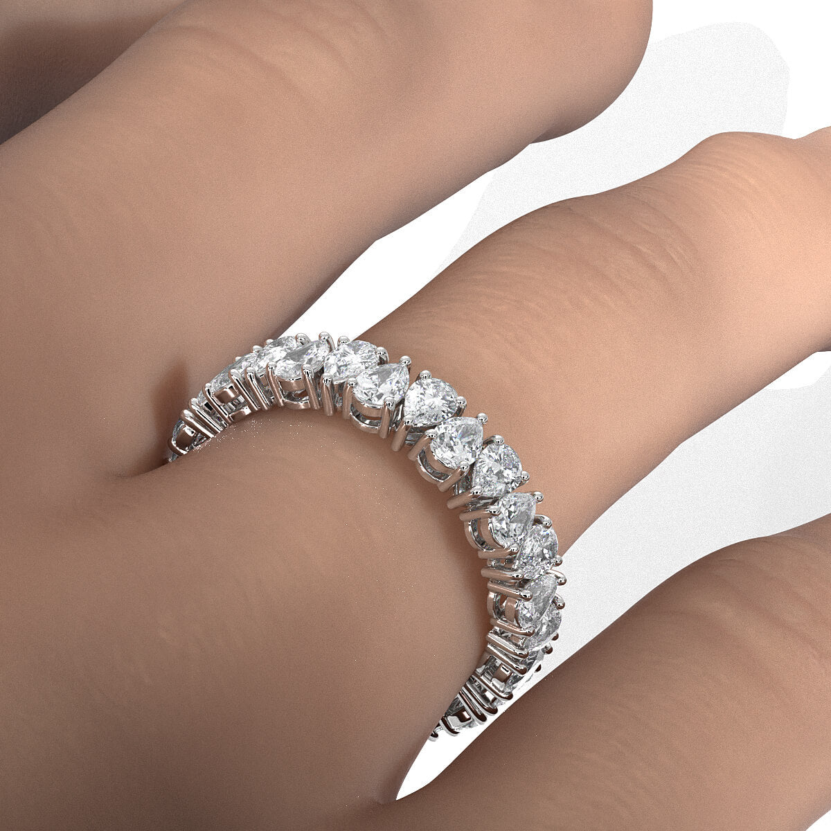 Eternity Pear Lab Diamond Shared Prong Wedding Band 3.75 mm 2.25ctw.