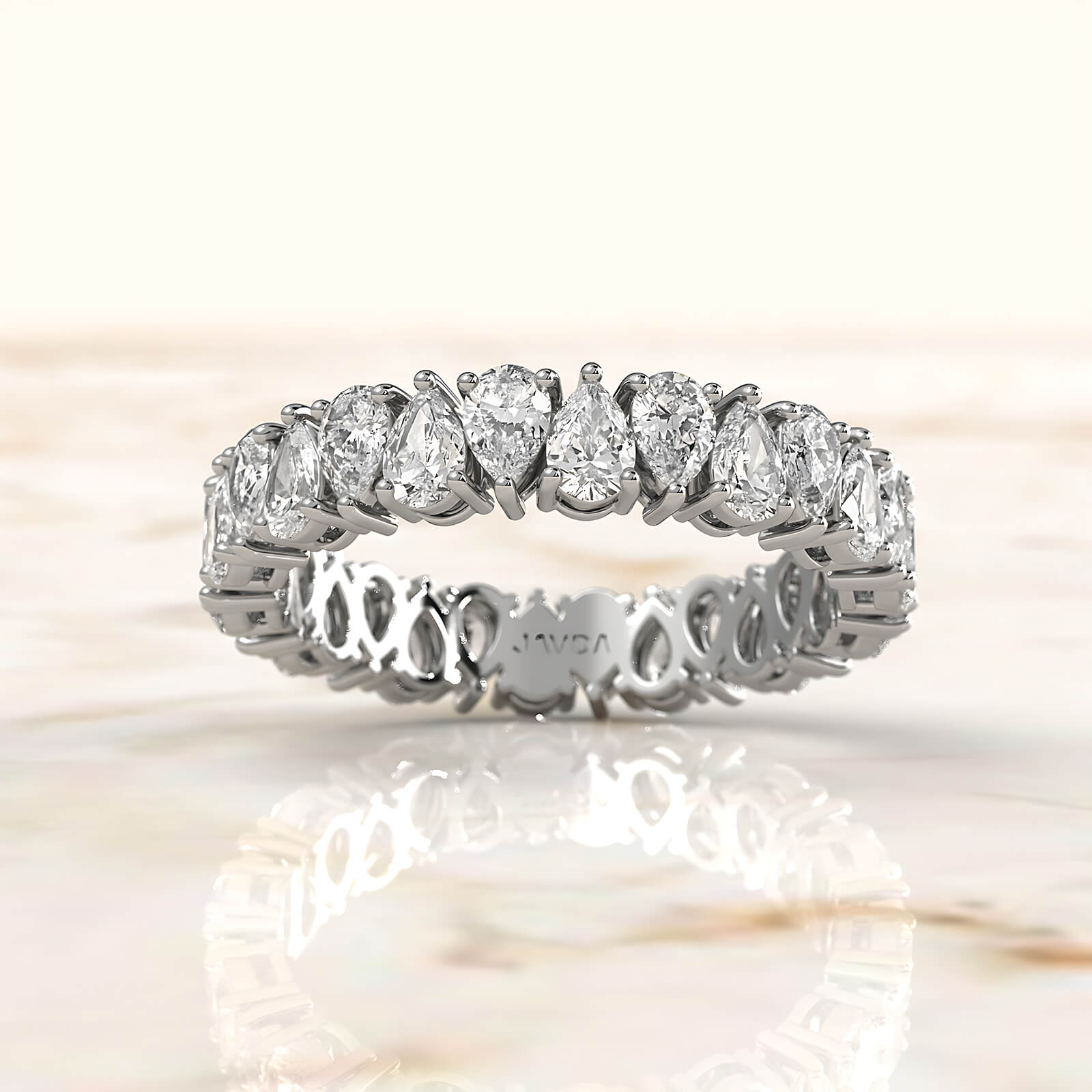 Eternity Pear Lab Diamond Shared Prong Wedding Band 3.75 mm 2.25ctw.