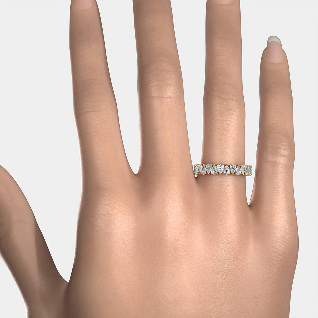 Eternity Pear Lab Diamond Shared Prong Wedding Band 3.75 mm 2.25ctw.
