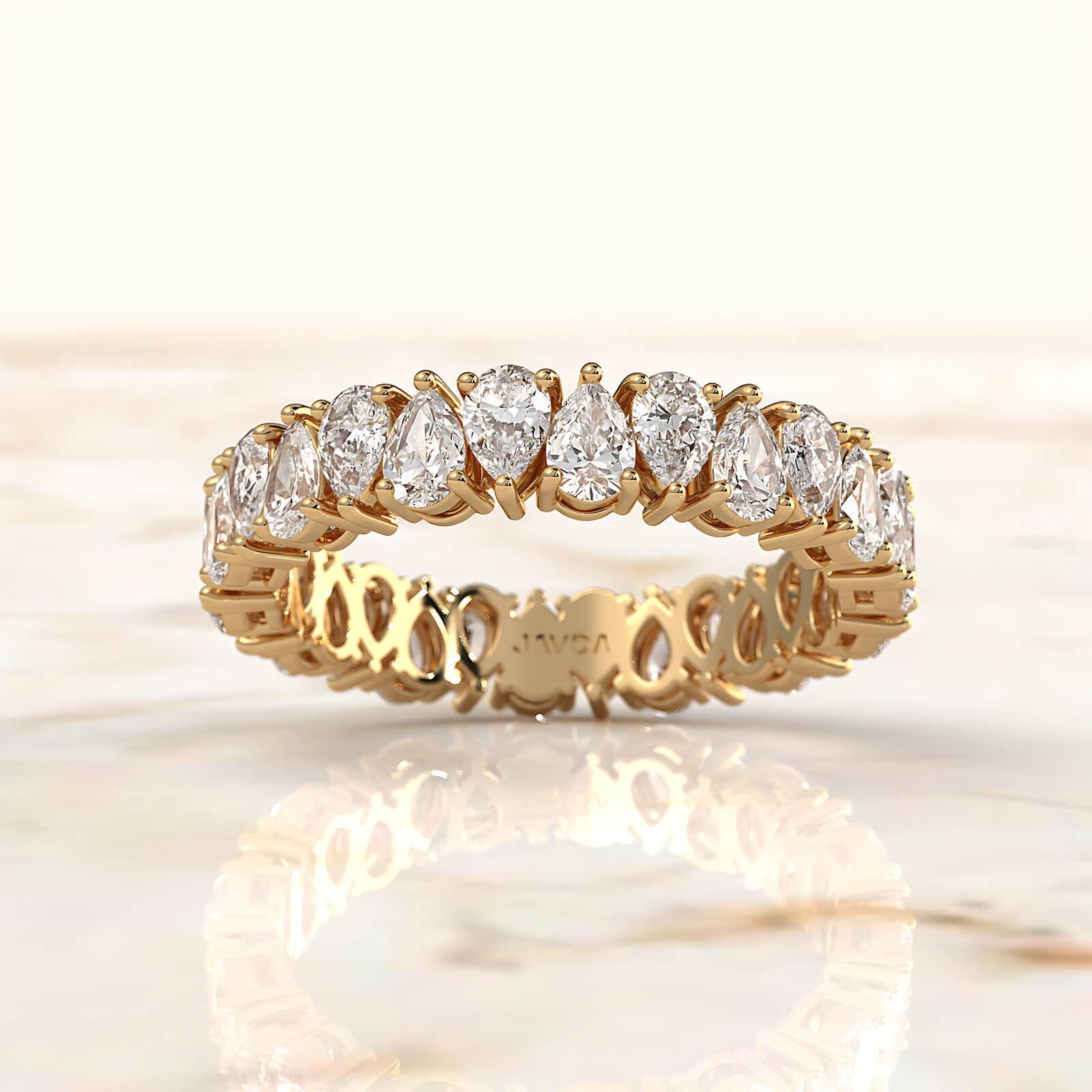 Eternity Pear Lab Diamond Shared Prong Wedding Band 3.75 mm 2.25ctw.