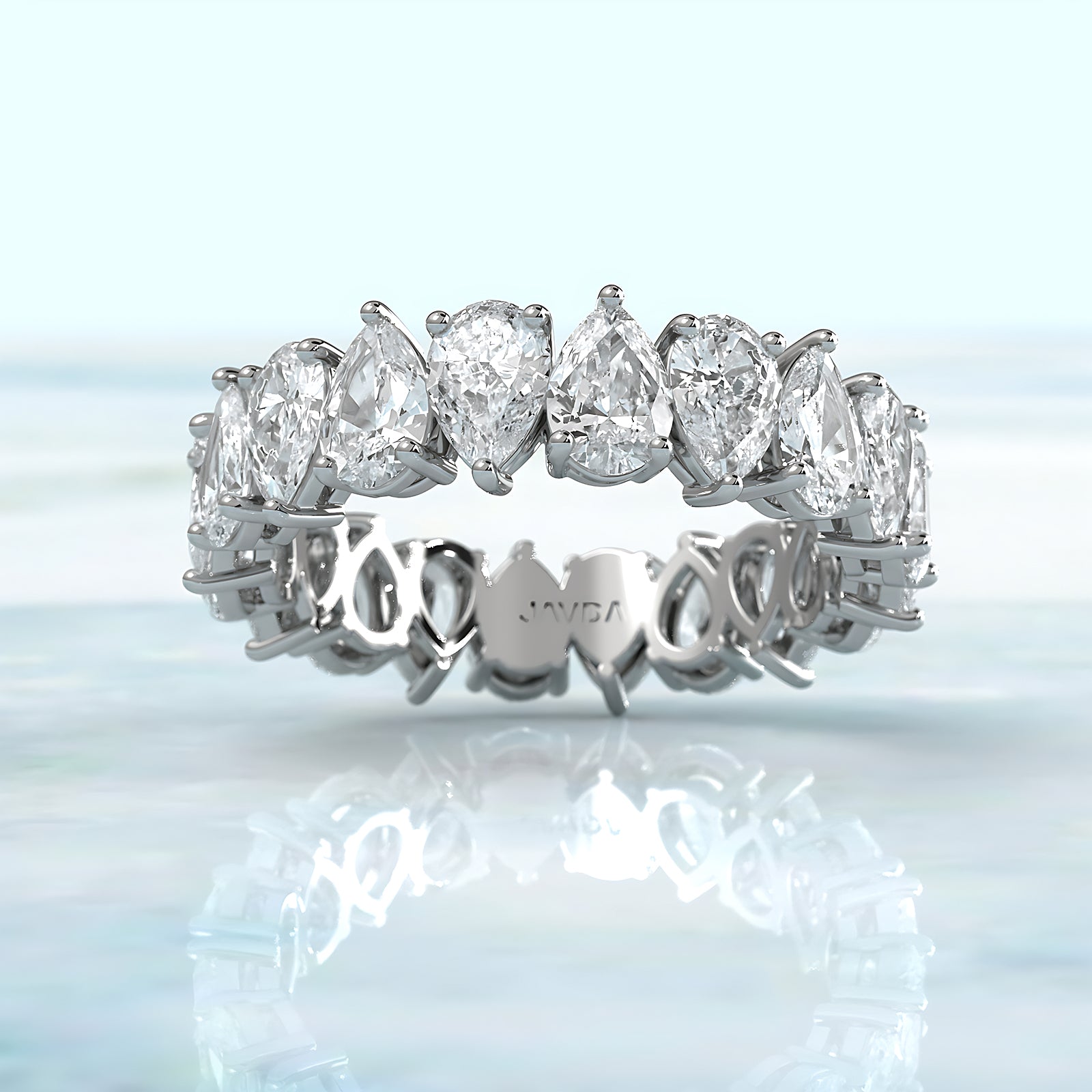 Pear Lab Diamond Women's Eternity Shared Prong Wedding Band 5.25 mm 4.50ctw.