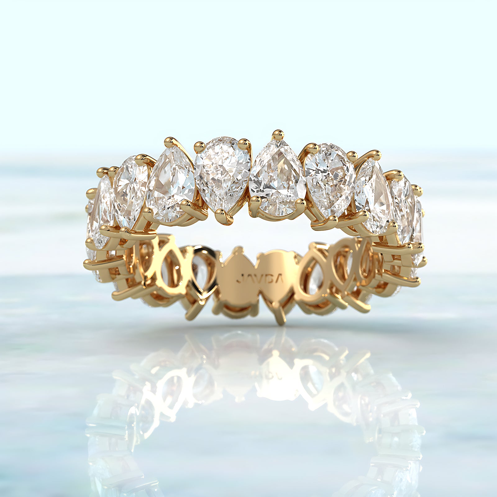 Pear Lab Diamond Women's Eternity Shared Prong Wedding Band 5.25 mm 4.50ctw.