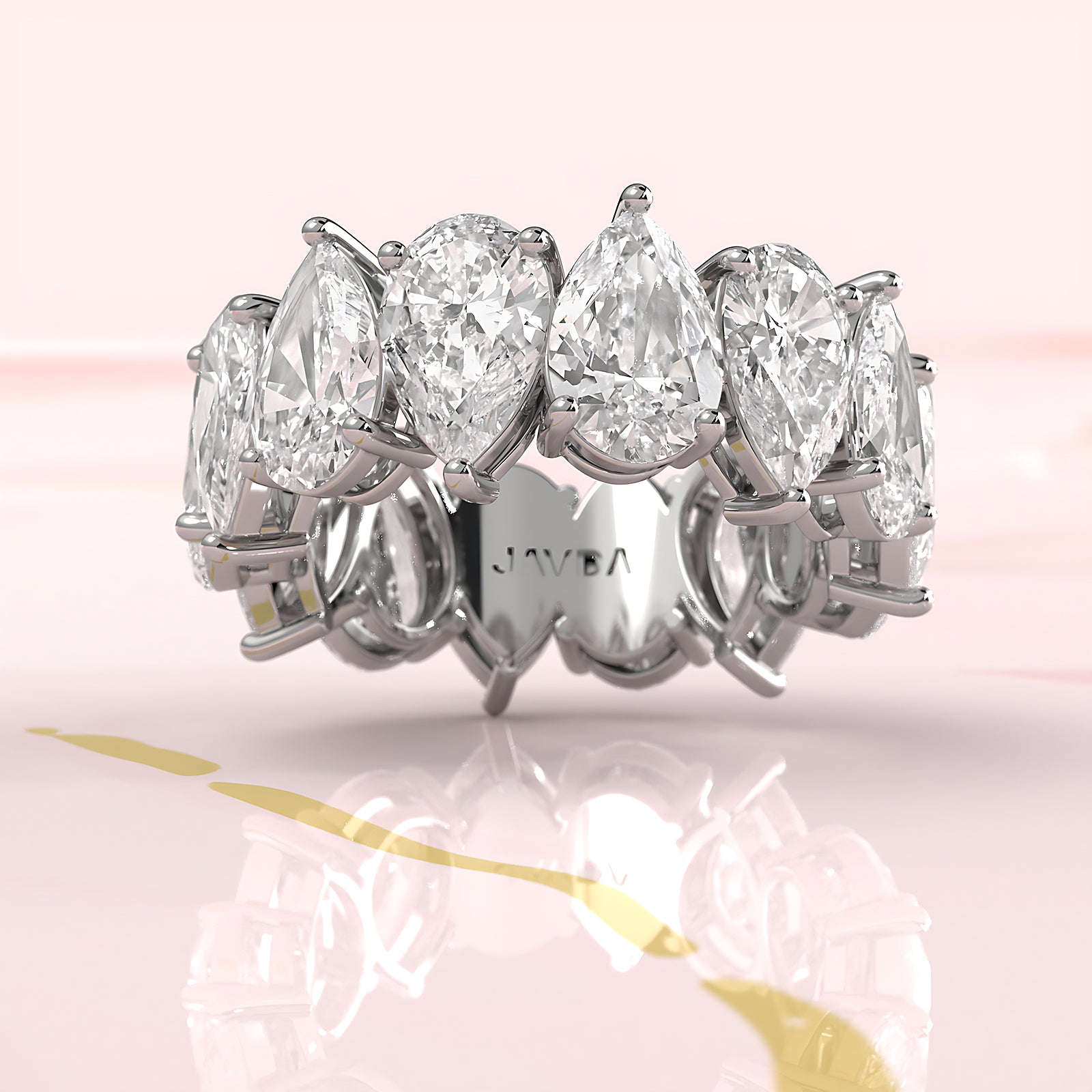 Pear Lab Diamond Shared Prong Women's Wedding Band 7.75 mm 8.40ctw.