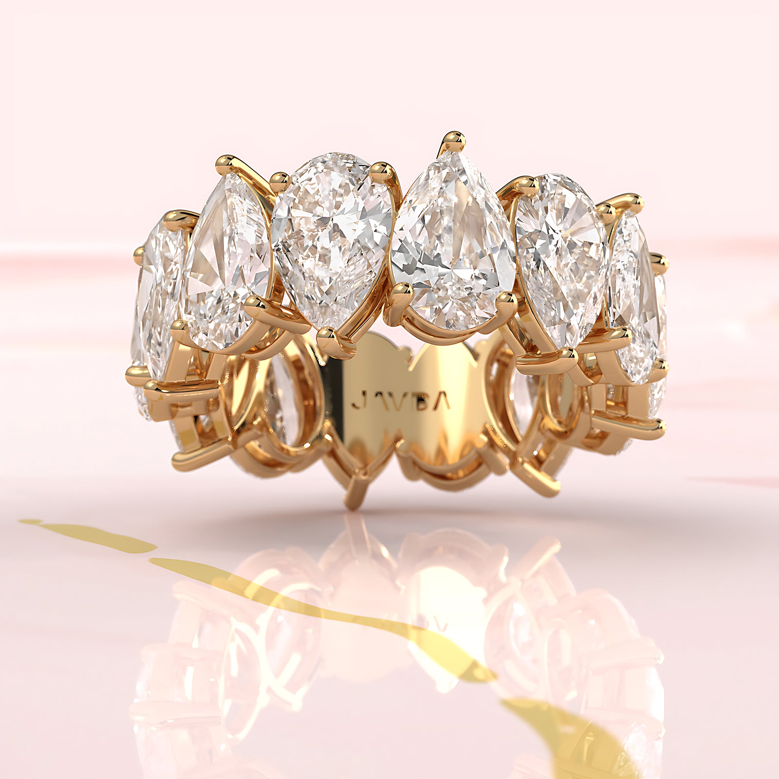 Pear Lab Diamond Shared Prong Women's Wedding Band 7.75 mm 8.40ctw.