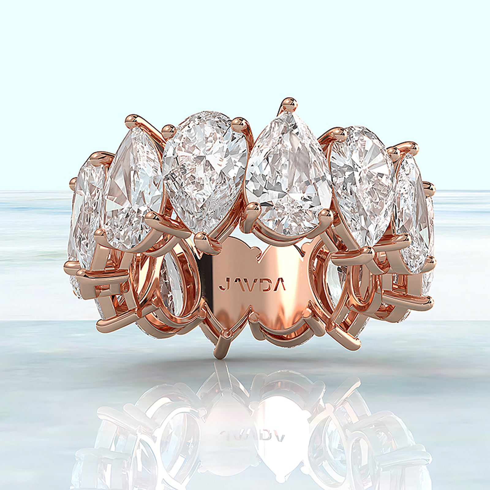 Pear Lab Diamond Shared Prong Women's Eternity Wedding Band 8.5 mm 11.35ctw.