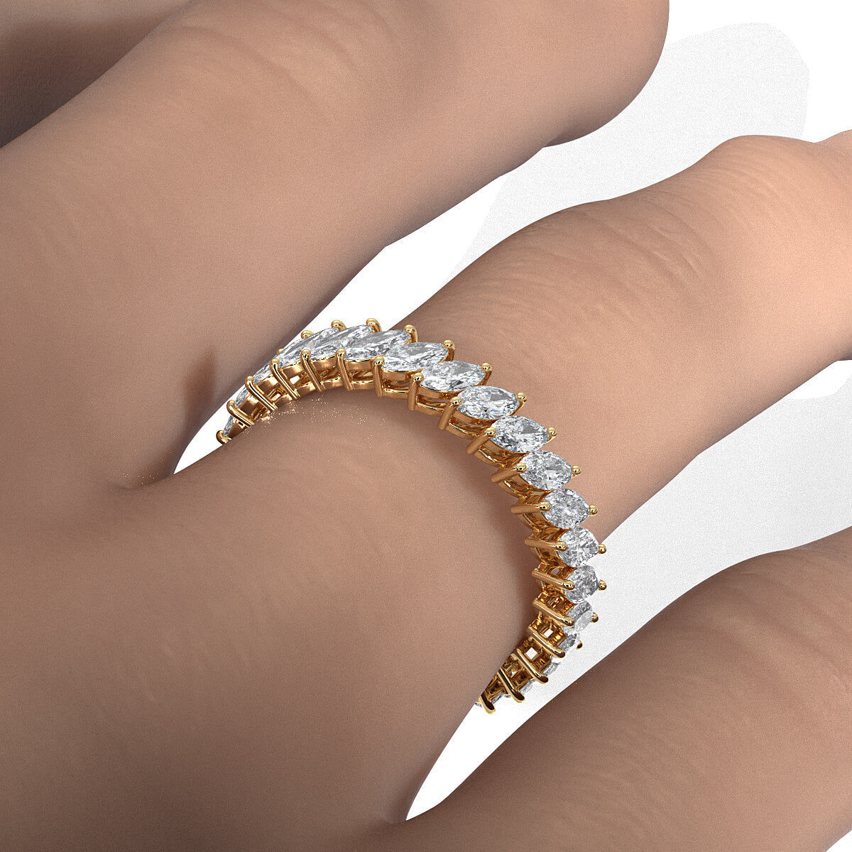 Marquise Lab Diamond Shared Prong Women's Wedding Band 4 mm 1.8ctw.