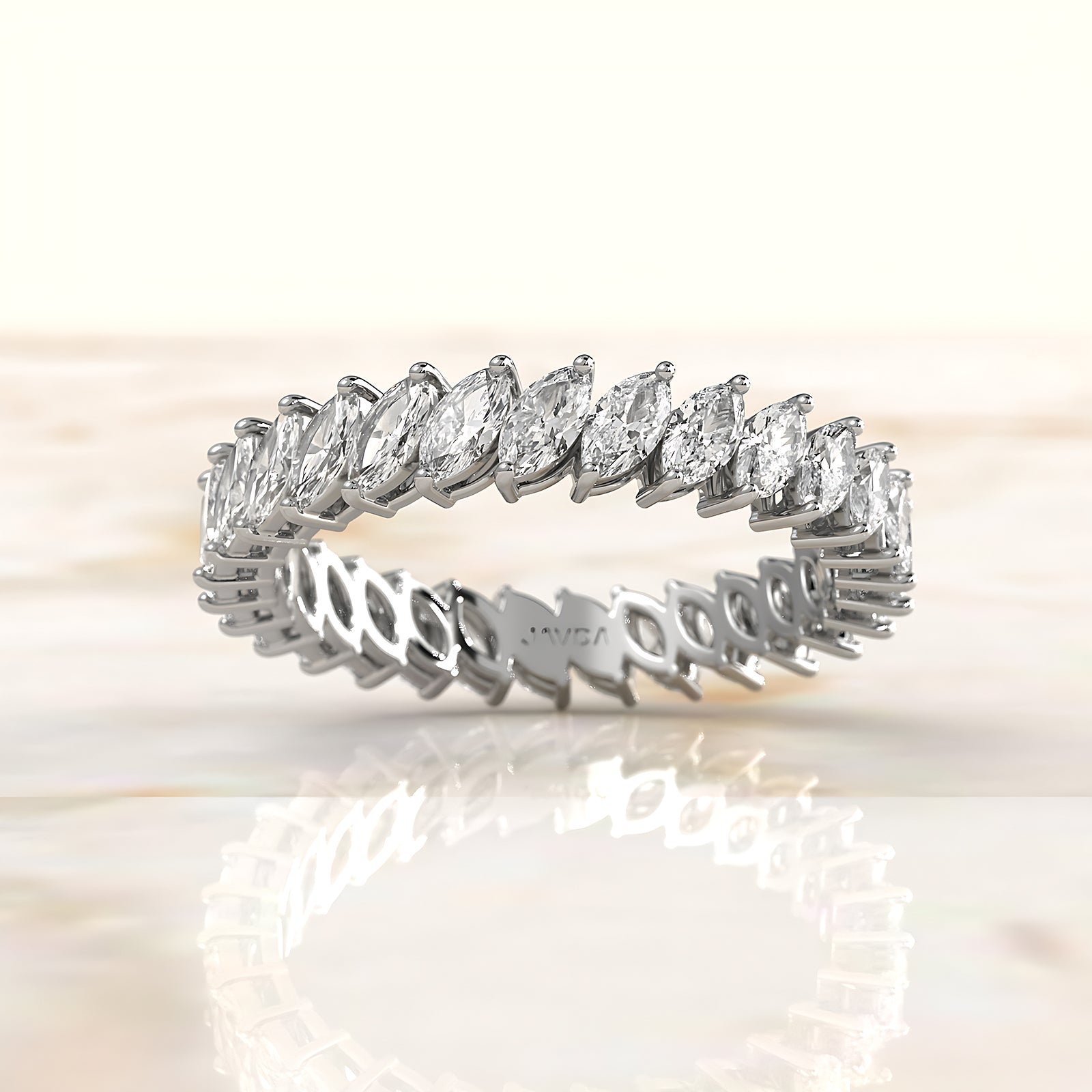 Marquise Lab Diamond Shared Prong Women's Wedding Band 4 mm 1.8ctw.