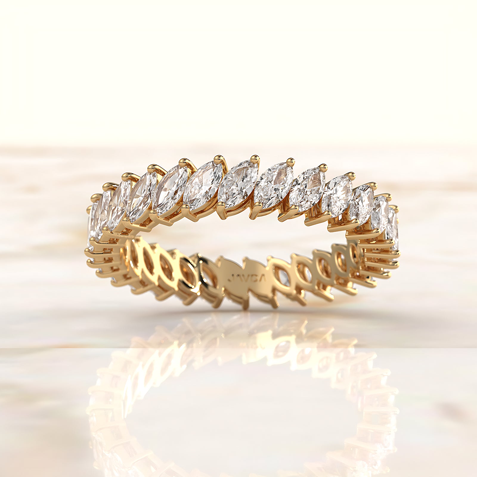 Marquise Lab Diamond Shared Prong Women's Wedding Band 4 mm 1.8ctw.