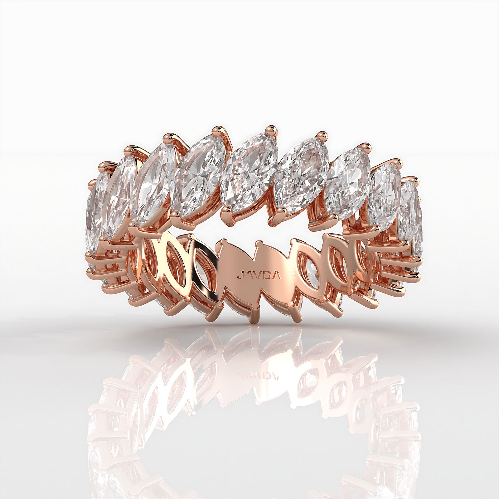 Shared Prong Marquise Lab Diamond Women's Wedding Band 6 mm 3.6ctw.