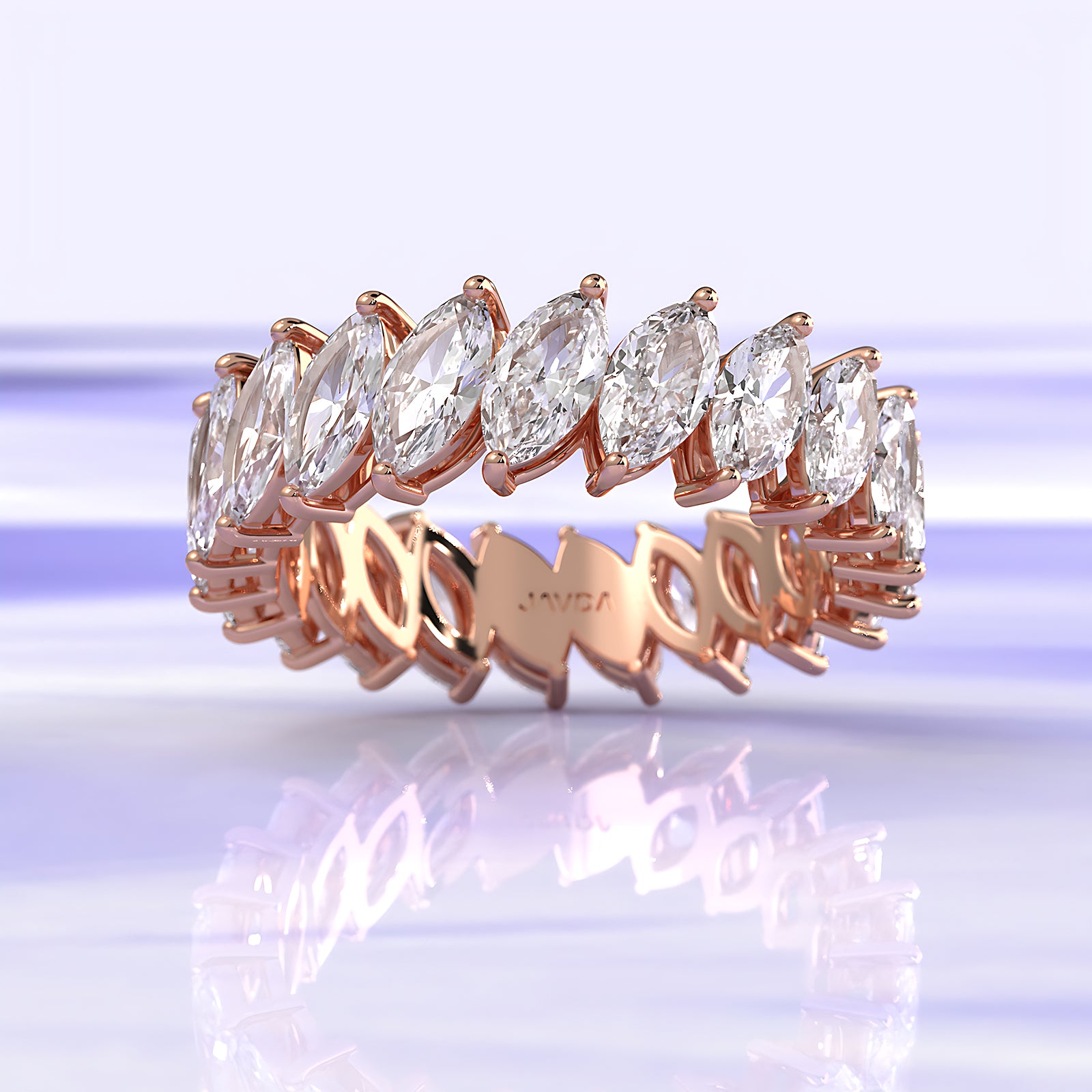 Shared Prong Marquise Lab Diamond Women's Wedding Band 6 mm 3.6ctw.