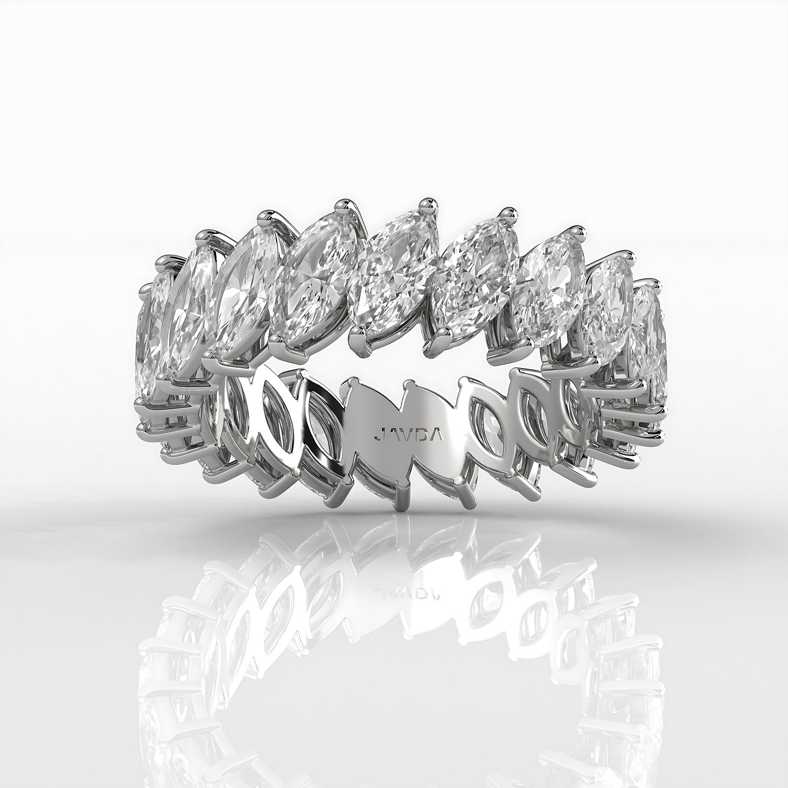 Shared Prong Marquise Lab Diamond Women's Wedding Band 6 mm 3.6ctw.