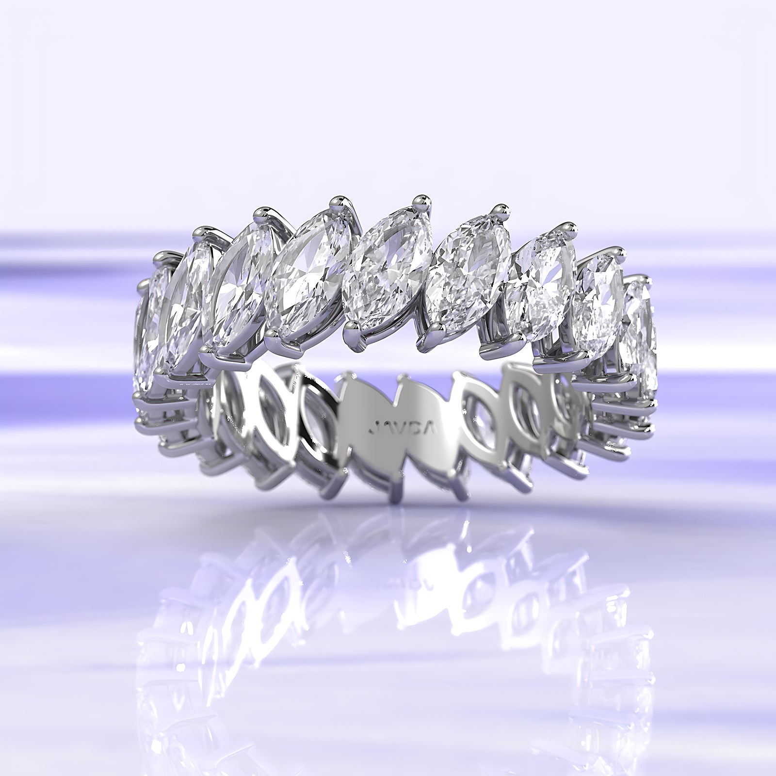 Shared Prong Marquise Lab Diamond Women's Wedding Band 6 mm 3.6ctw.