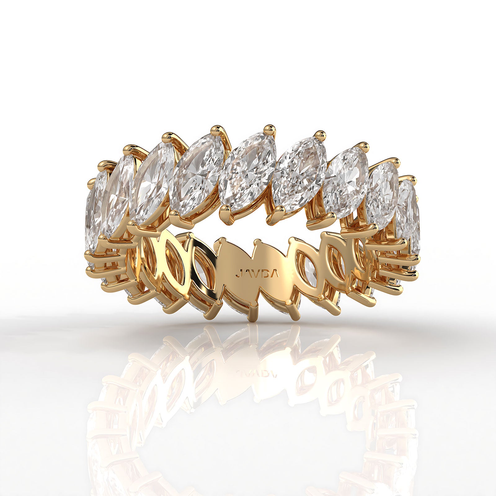 Shared Prong Marquise Lab Diamond Women's Wedding Band 6 mm 3.6ctw.