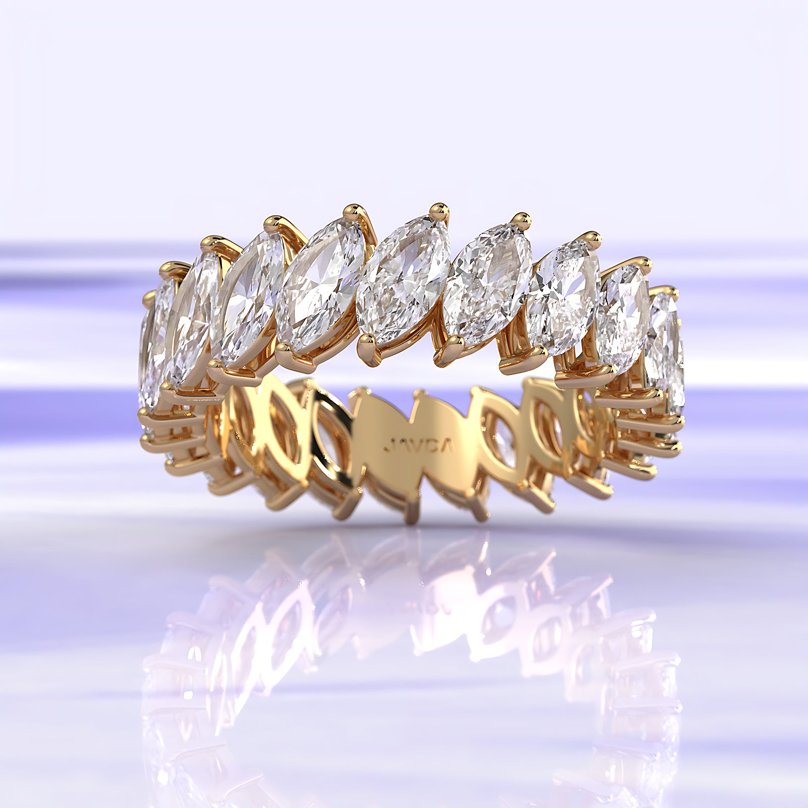 Shared Prong Marquise Lab Diamond Women's Wedding Band 6 mm 3.6ctw.