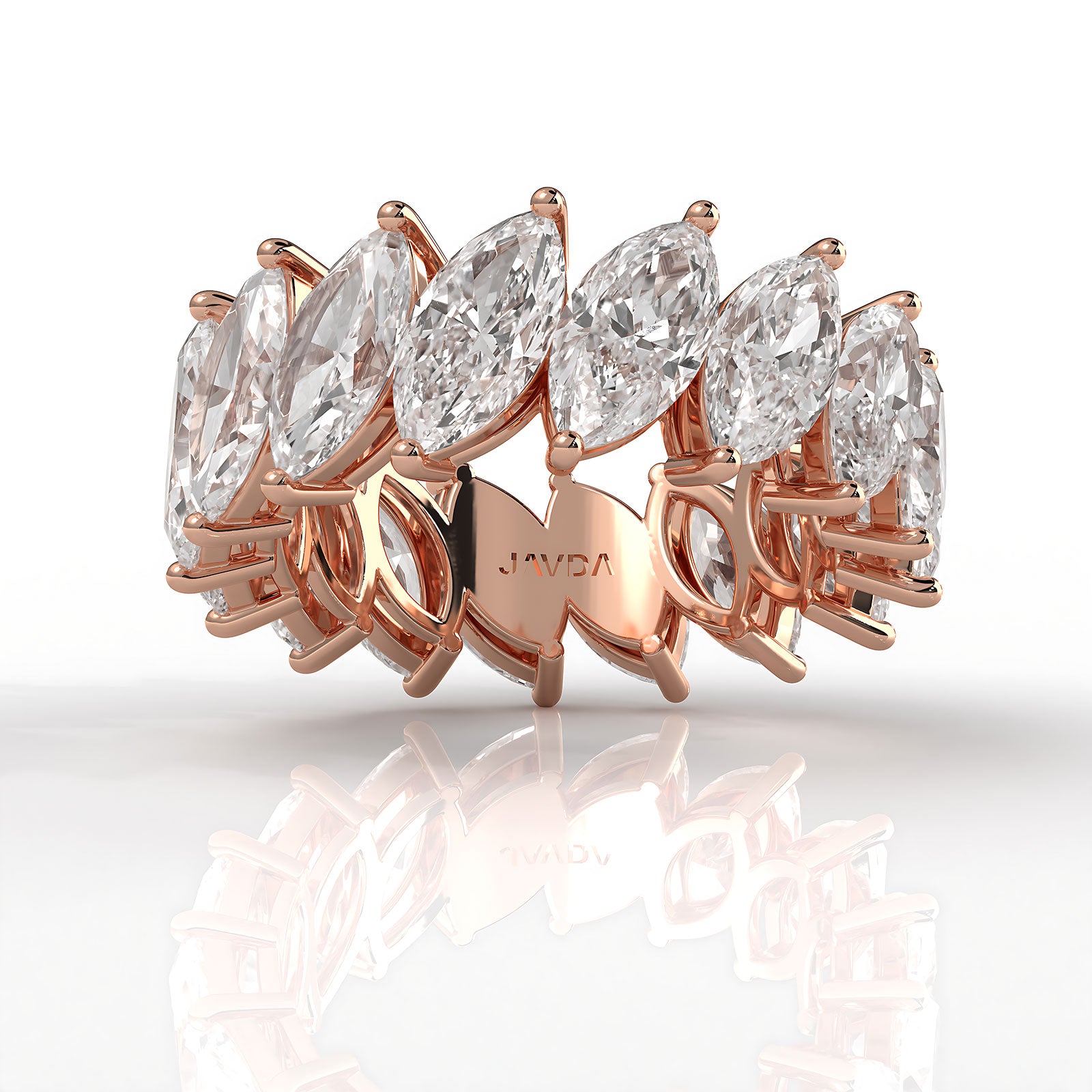 Marquise Lab Diamond Women's Eternity Shared Prong Wedding Band 8 mm 6.6ctw.