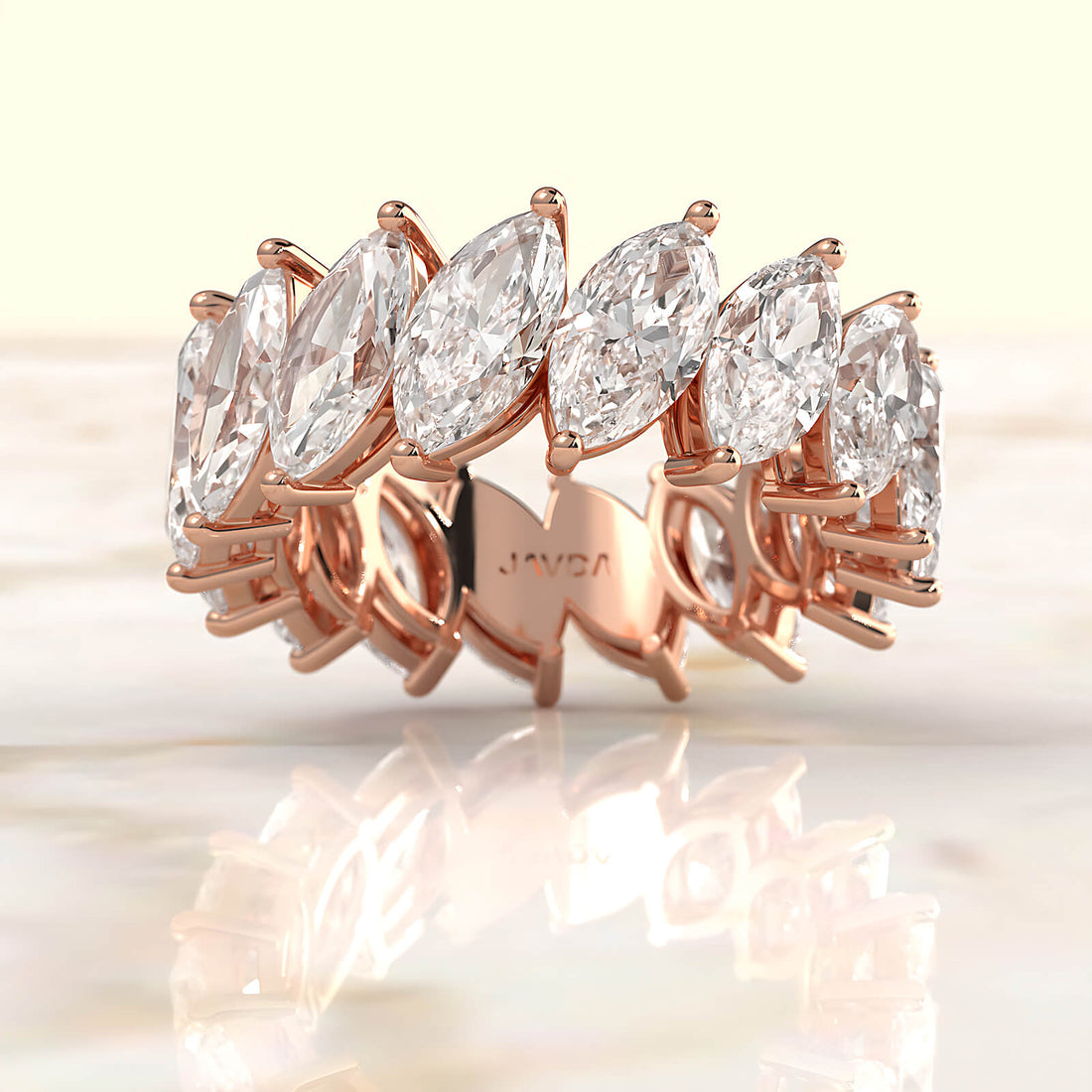 Marquise Lab Diamond Women's Eternity Shared Prong Wedding Band 8 mm 6.6ctw.