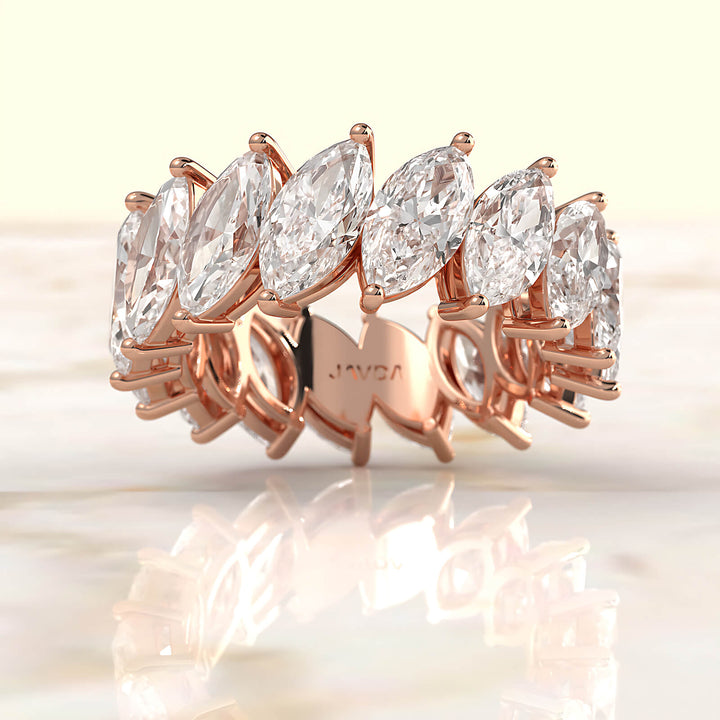 Marquise Lab Diamond Women's Eternity Shared Prong Wedding Band 8 mm 6.6ctw.