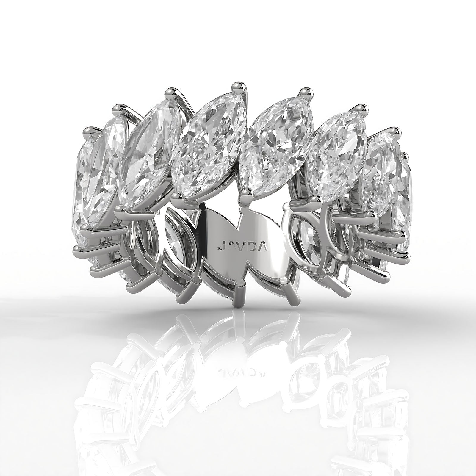 Marquise Lab Diamond Women's Eternity Shared Prong Wedding Band 8 mm 6.6ctw.