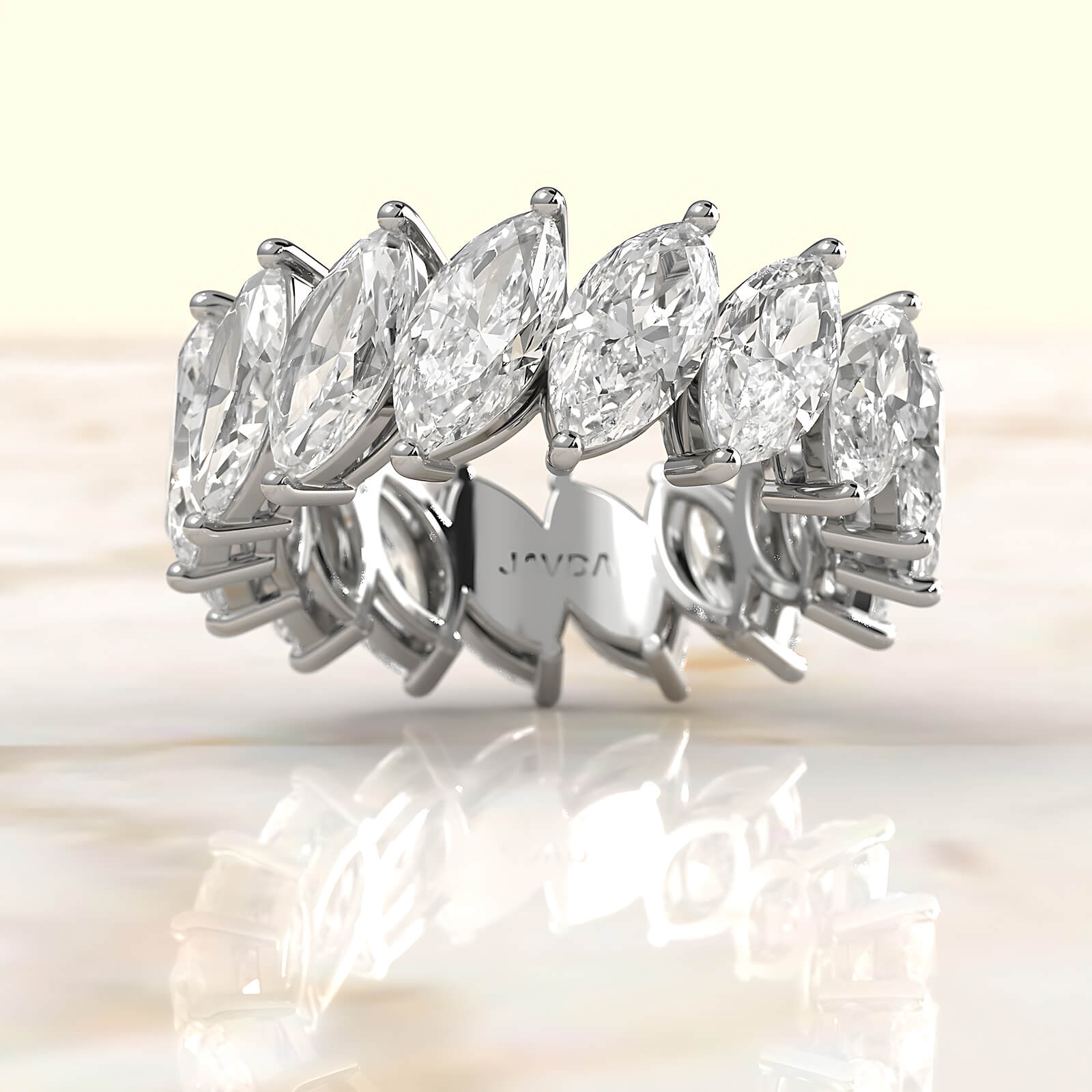 Marquise Lab Diamond Women's Eternity Shared Prong Wedding Band 8 mm 6.6ctw.