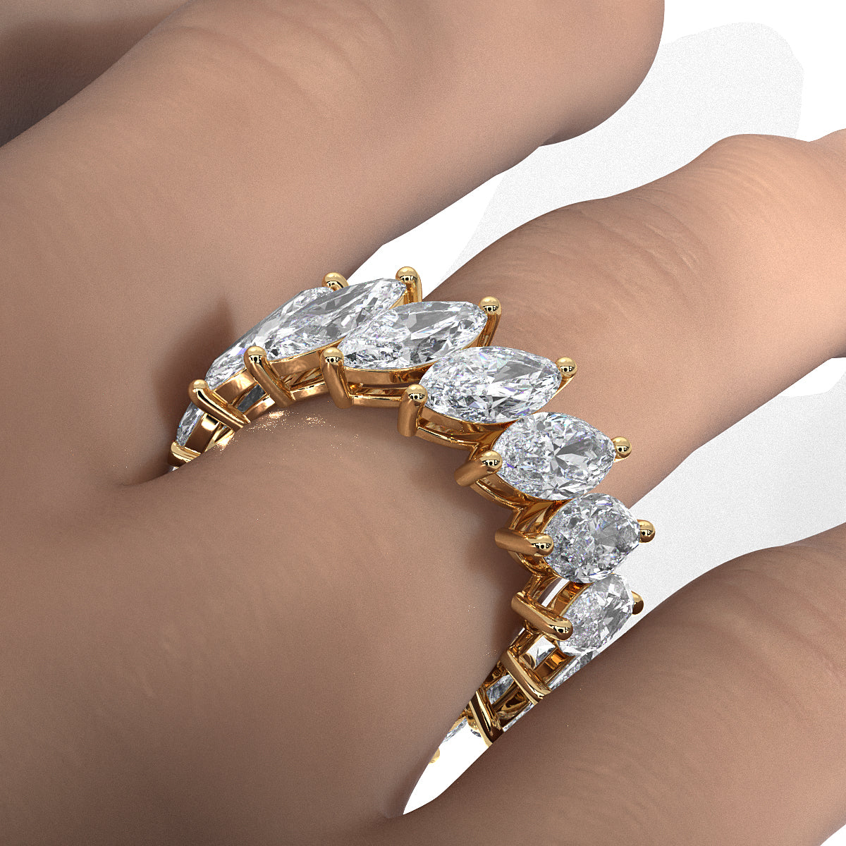 Shared Prong Women's Wedding Band Marquise Lab Diamond 9 mm 8.4ctw.