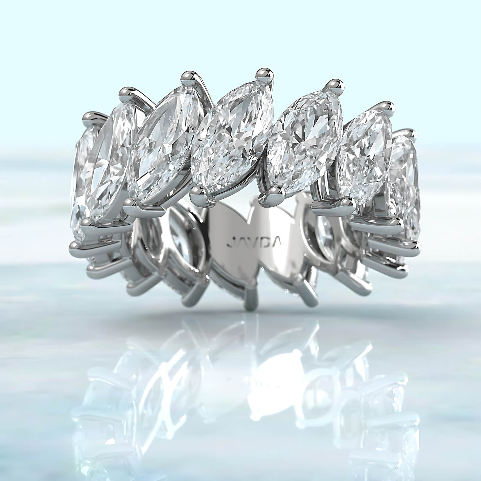 Shared Prong Women's Wedding Band Marquise Lab Diamond 9 mm 8.4ctw.